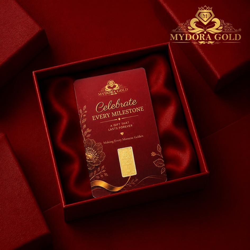 MYDORA 999.9 Gold Bar 1g Card - Celebrate Every Milestone l EMAS 999/24K