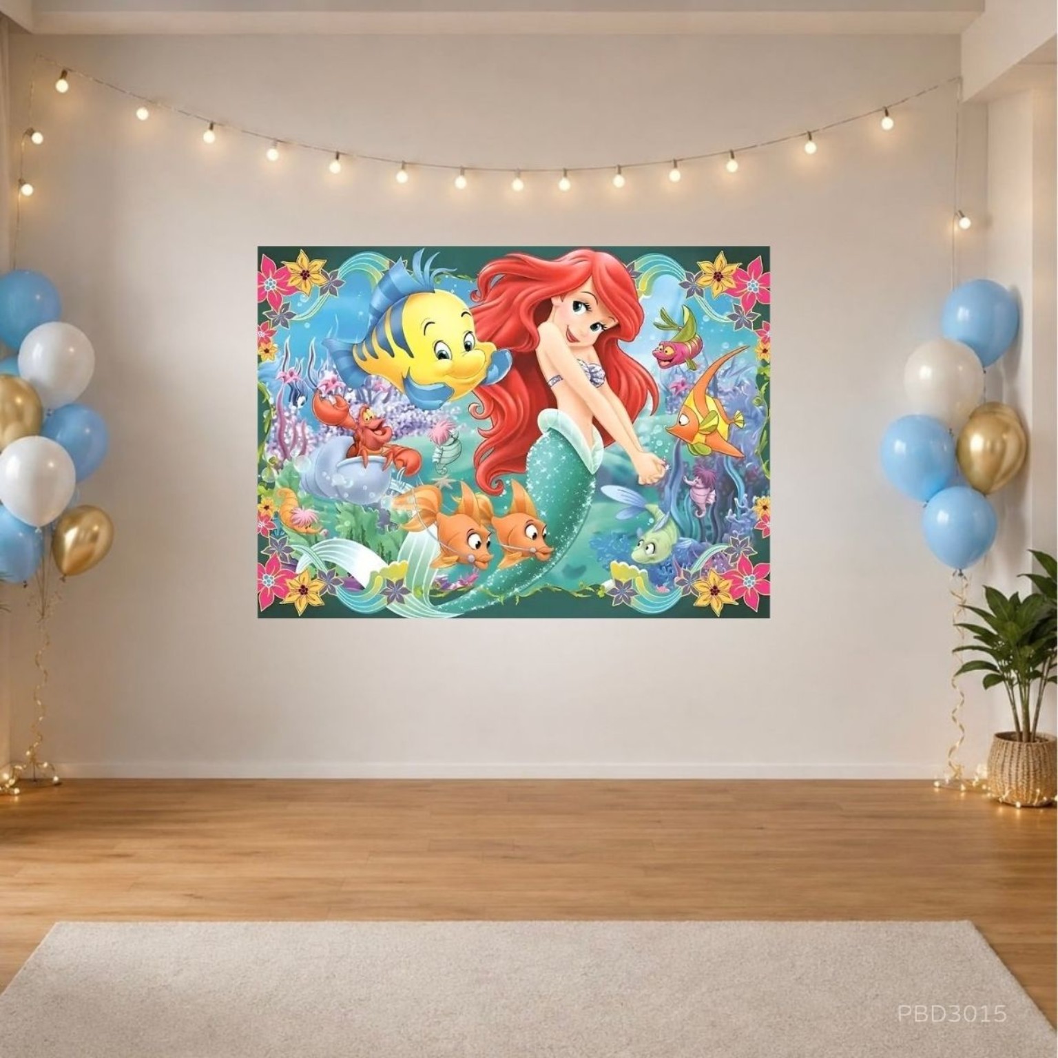 美人魚公主主題生日派對背景布 150×100cm Backdrop 場地佈置拍照牆 PBD3015
