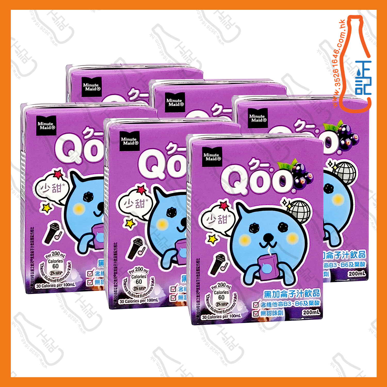 ==Minute Maid Qoo 黑加侖子汁 200ml x 6包 /排