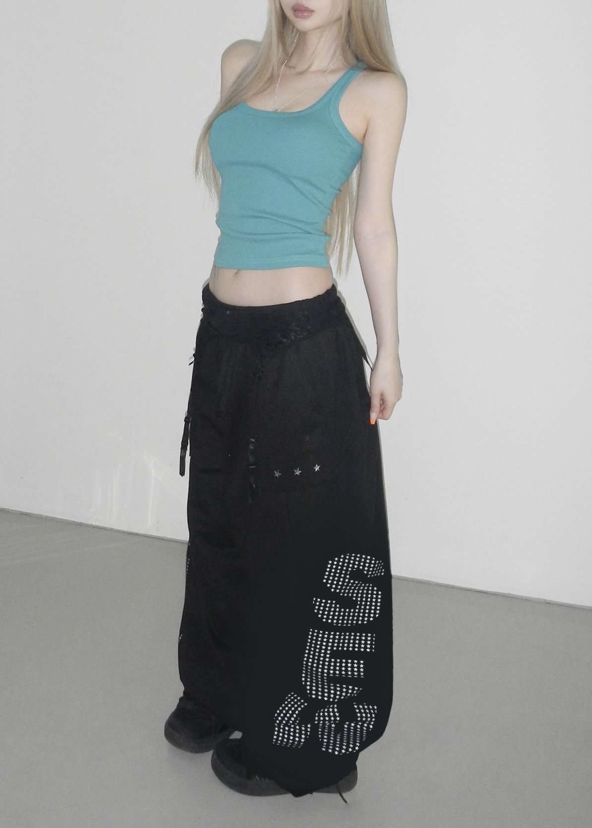 Rhinestone Wide-Leg Sweatpants