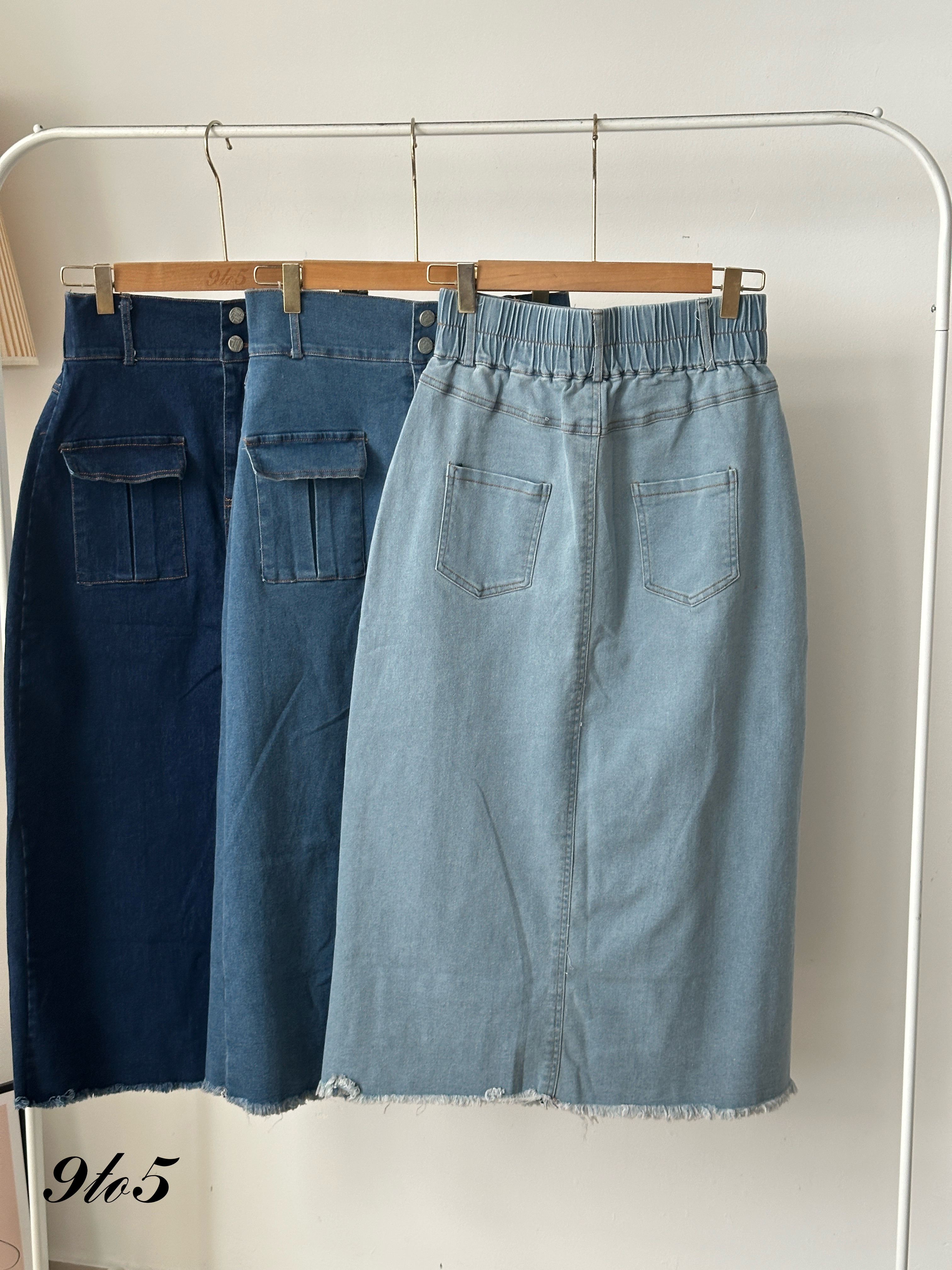 S1815 Denim Splited Skirt - 3 Colors 