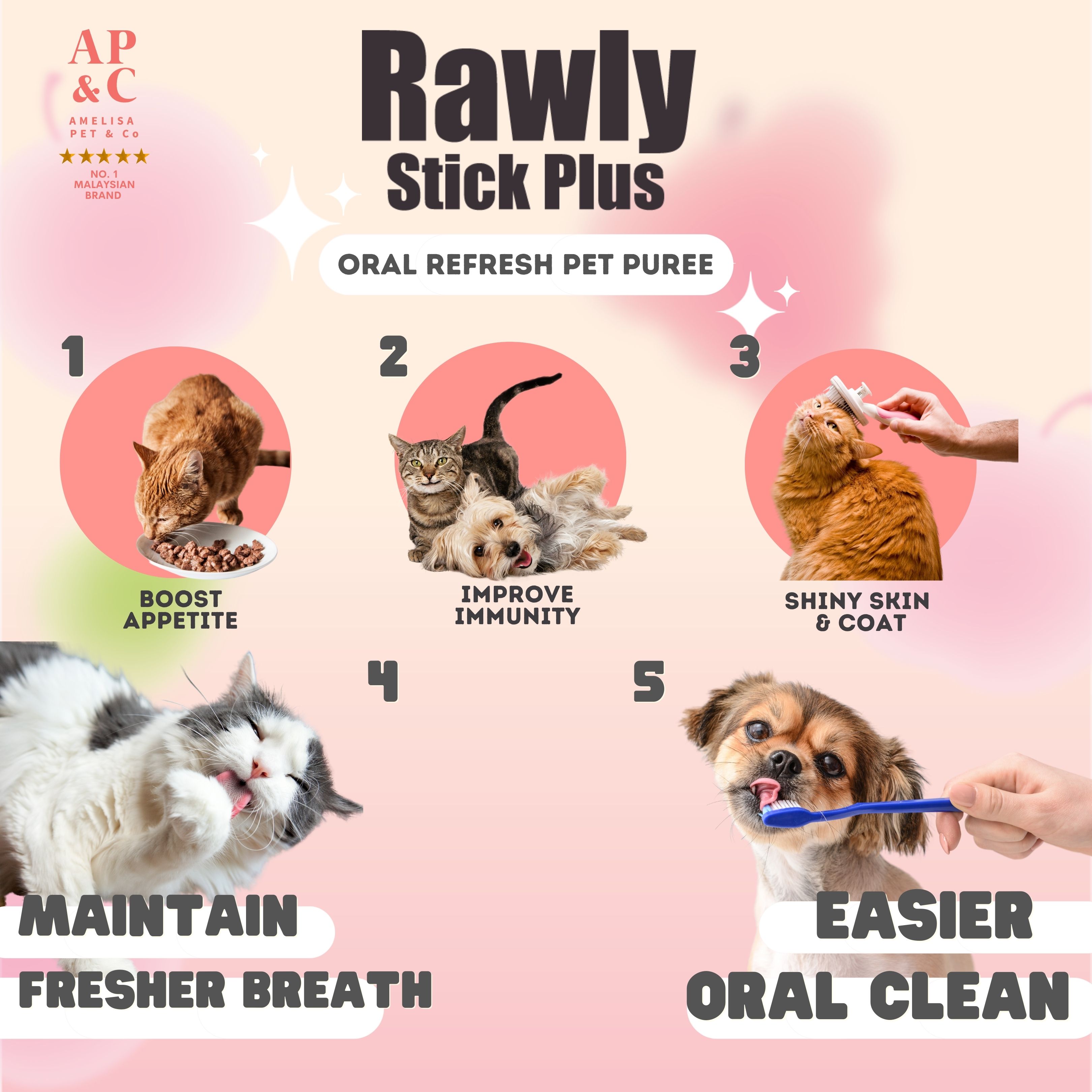 AP&C｜口腔護理 貓犬肉泥條 貓條 Oral Refresh Puree 16g x 4