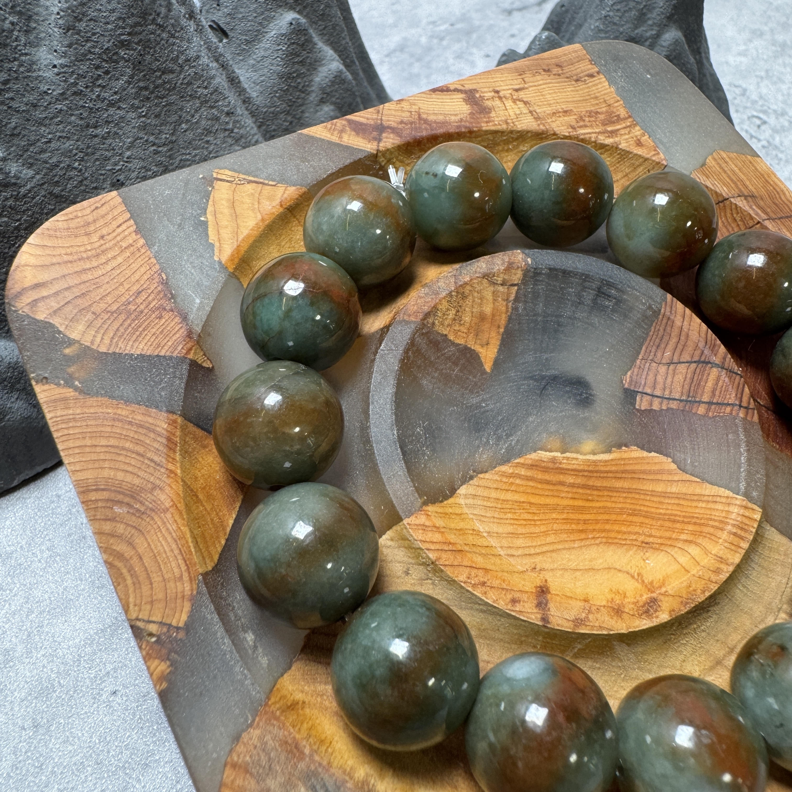 稀有自然紅翡油青總翡翠手串-535