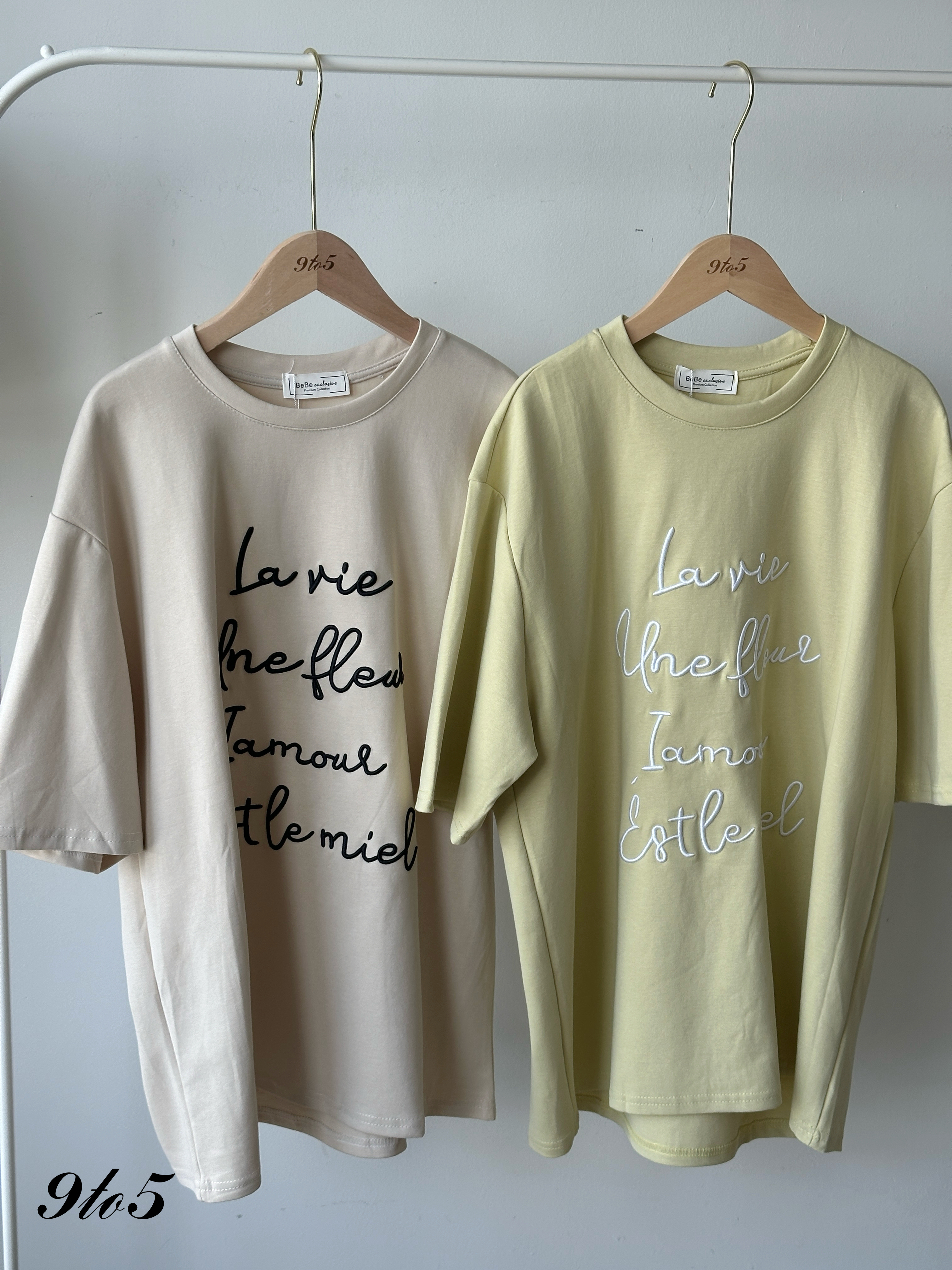 T4183 Embroidery Wording Oversized Tee - 5 Colors 