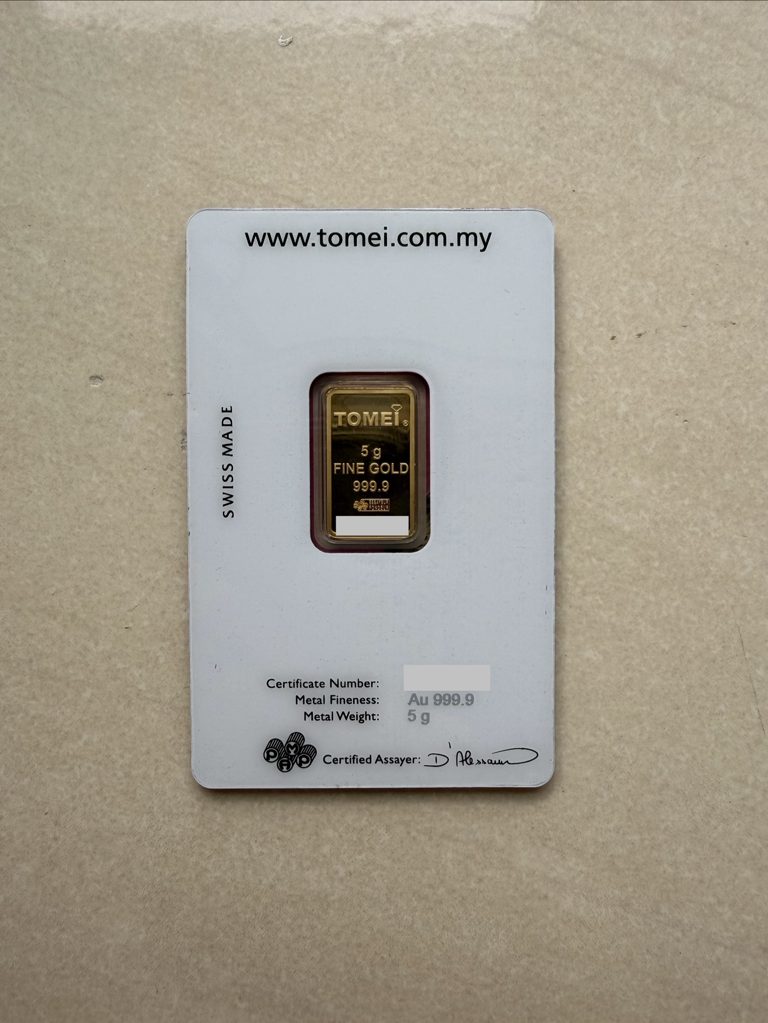 (SN1353) PAMP x TOMEI Langkawi 5g🇨🇭Swiss Made Fine Gold Bar Emas 999.9 联名瑞士制造老鹰广场