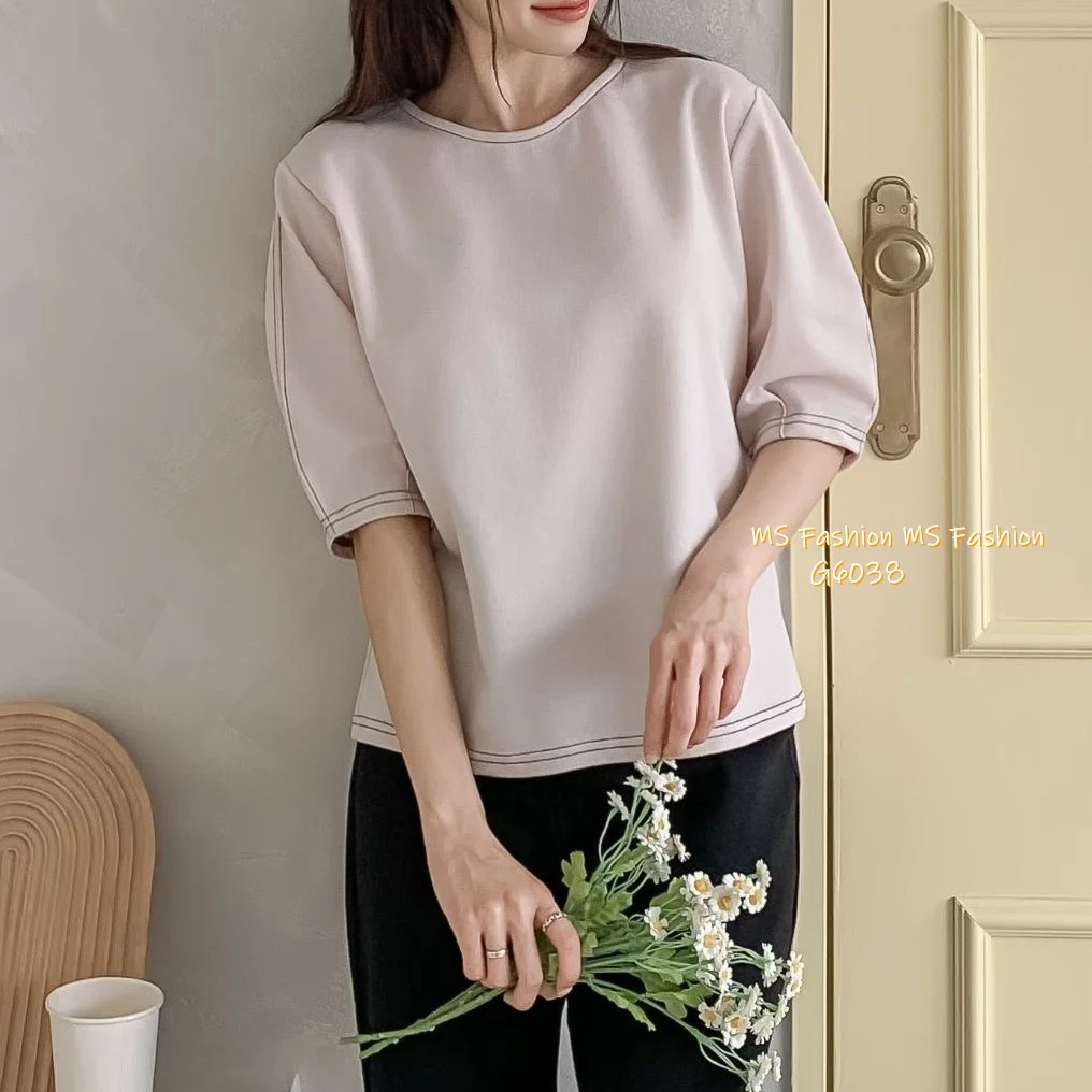 G6038 韓國🇰🇷明線泡泡袖top