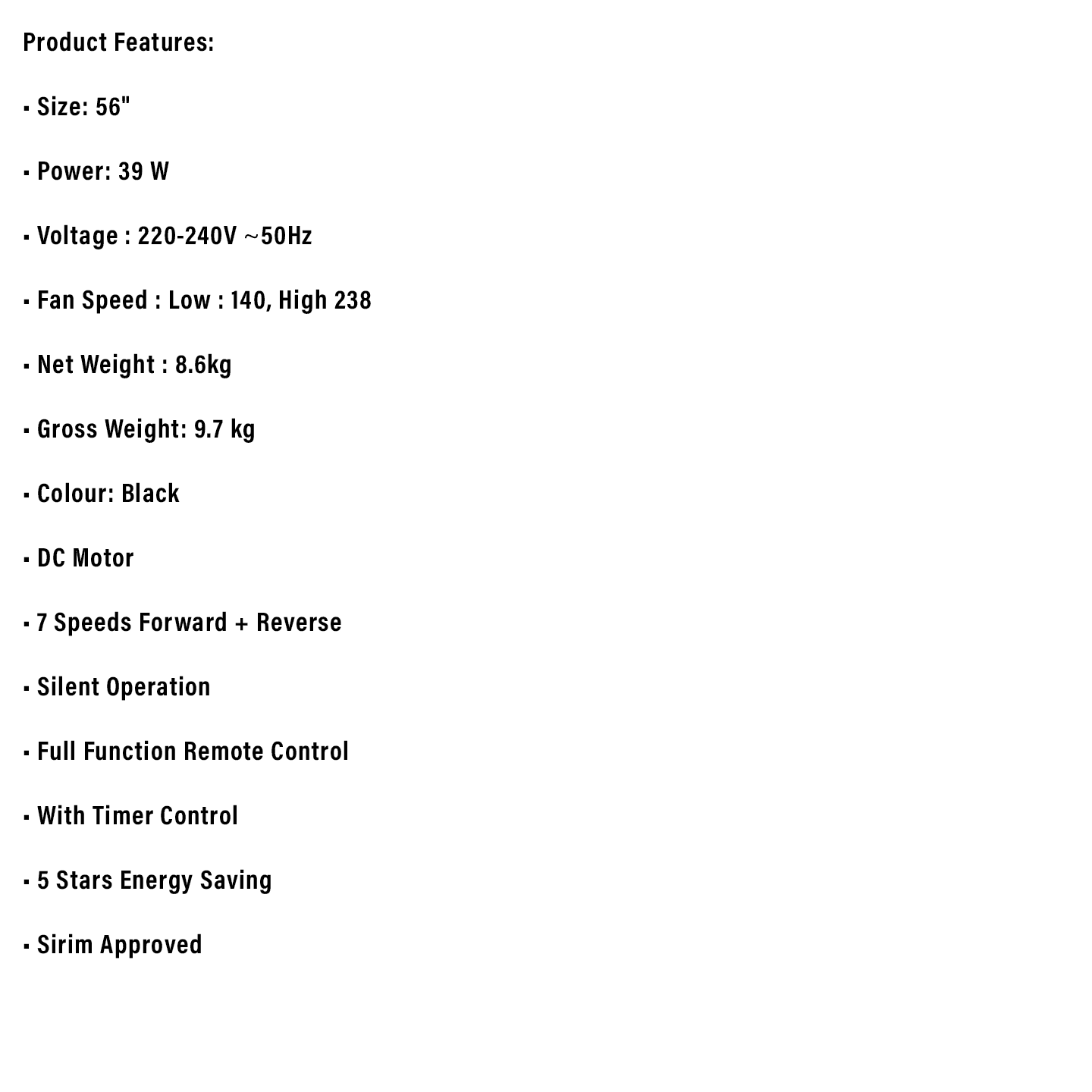 Milux 56" DC Motor Ceiling Fan (MCF-5602DC)