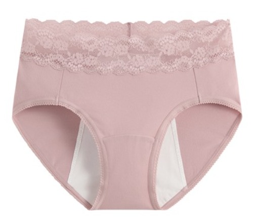 棉質蕾絲高腰防水層生理褲-女