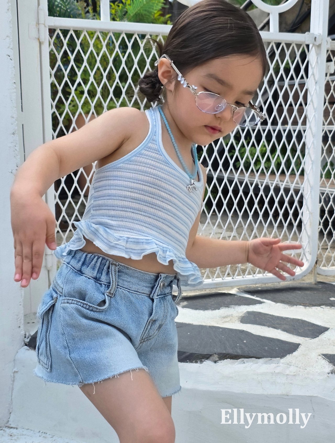 Ellymolly | stripe sleeveless (Blue/green (90-100)