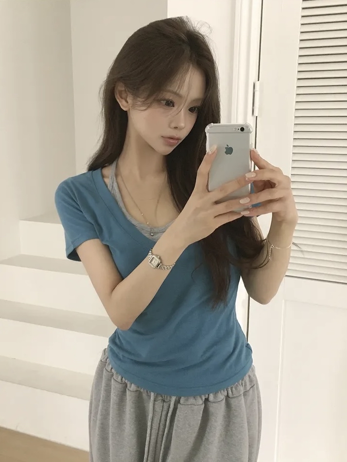 Halter Neck Layered V-Neck Top