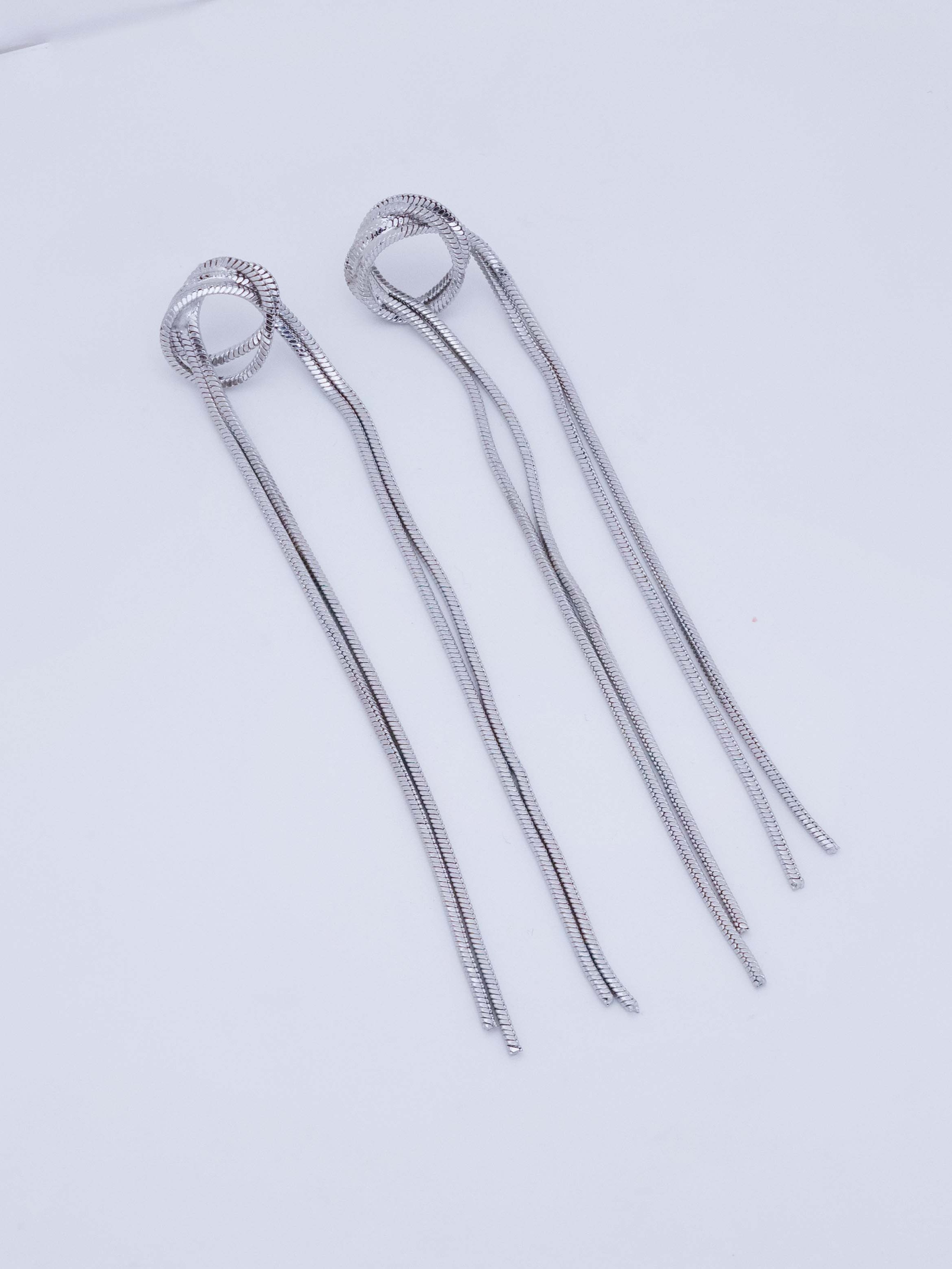 Double Line Loop Drop Stud Earrings