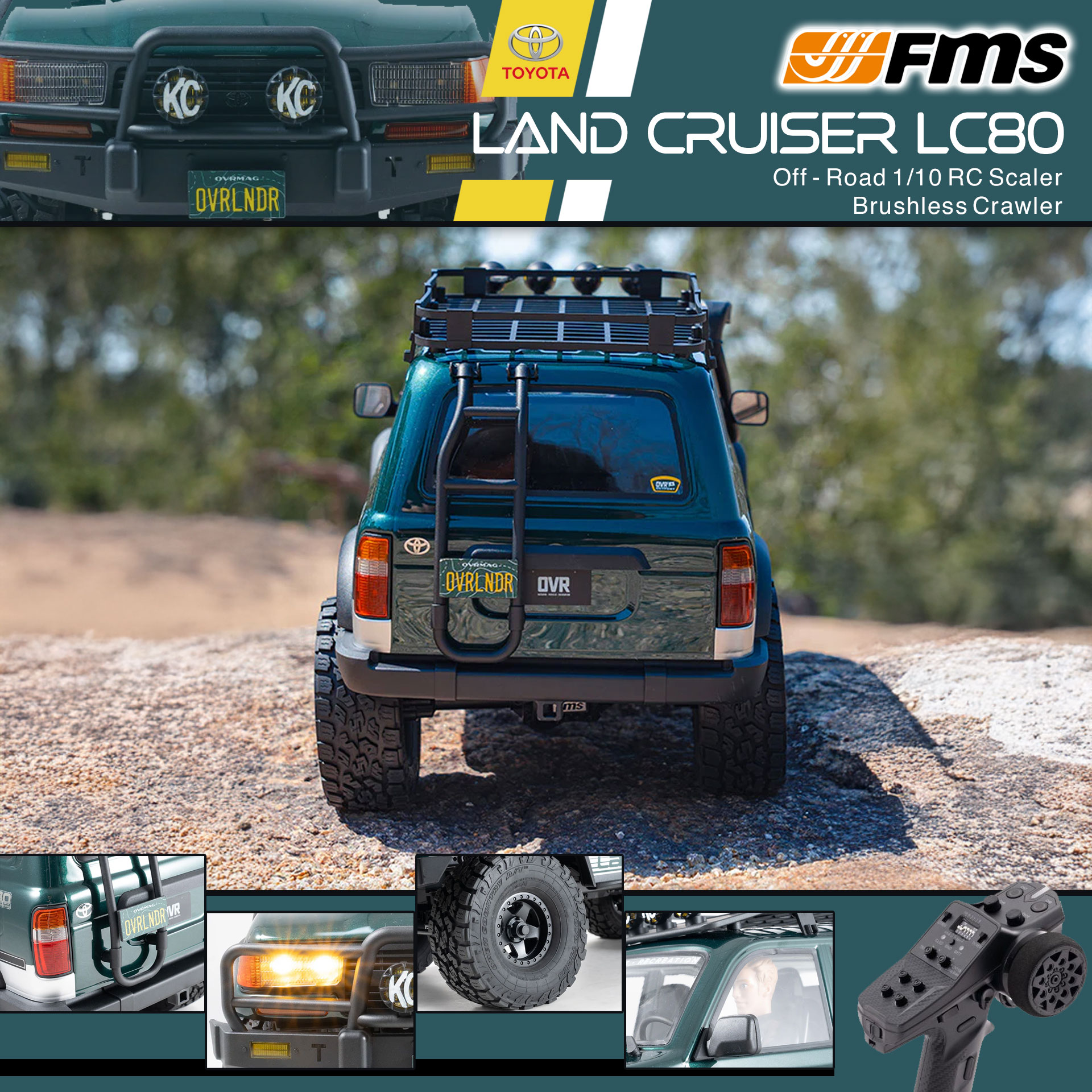 全新 FMS 1:10 LAND CRUISER 80 無刷攀爬車 | FCX10 | LC80 | TOYOTA 授權 | 4輪驅動 | 3541 KV1200 無刷電機 | 雙速變速機械波箱