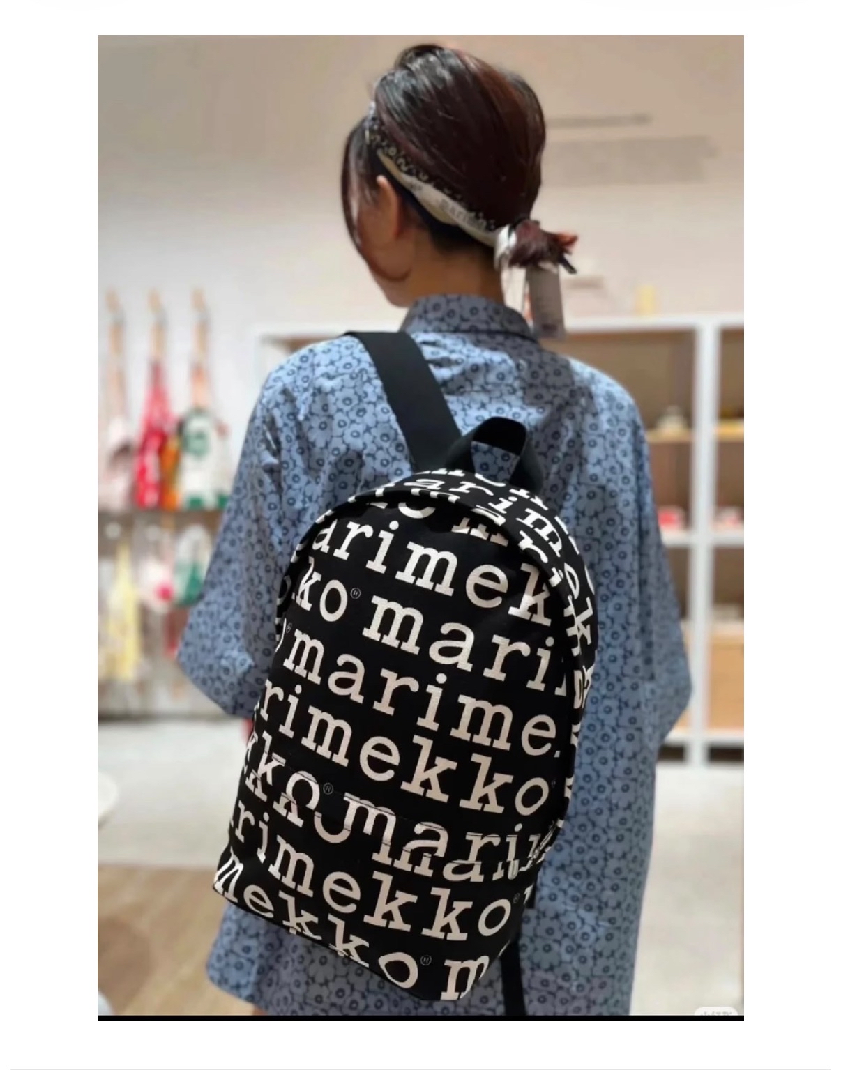 Marimekko 黑白 Marilogo 字母印花經典款背囊