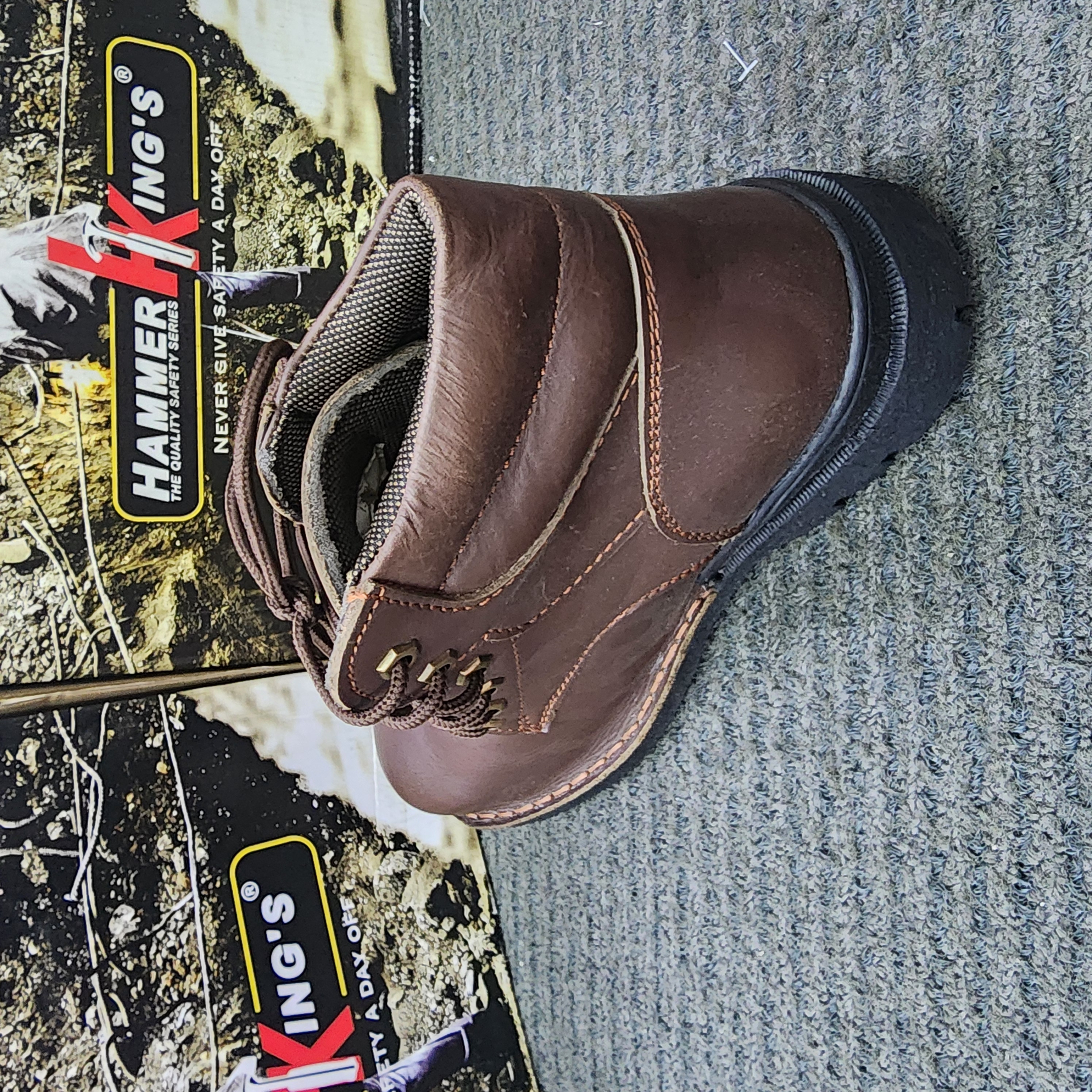 Hammer King's HK 13004 Industry Steel Toe Cap Leather Safety Shoe | Kasut Keselamatan | SIRIM and DOSH Approved Black Rubber Lace Outdoor Kasut Keselamatan