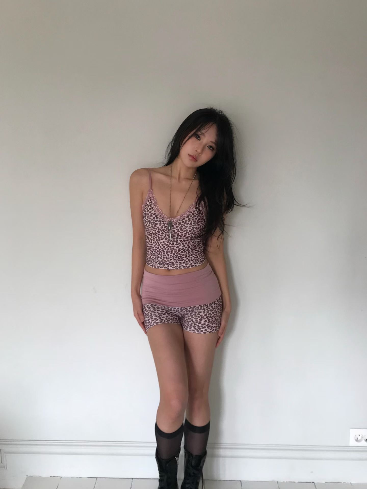 韓國Sexy系列蕾絲邊邊豹紋背心