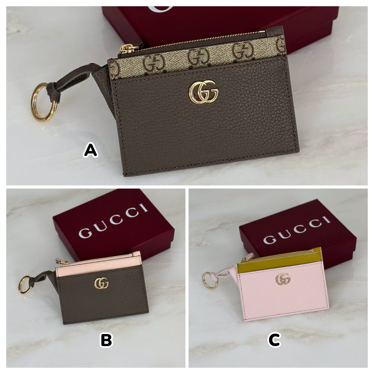 【原單】GUCCI 雙色 GG Marmont 拉鍊鑰匙包