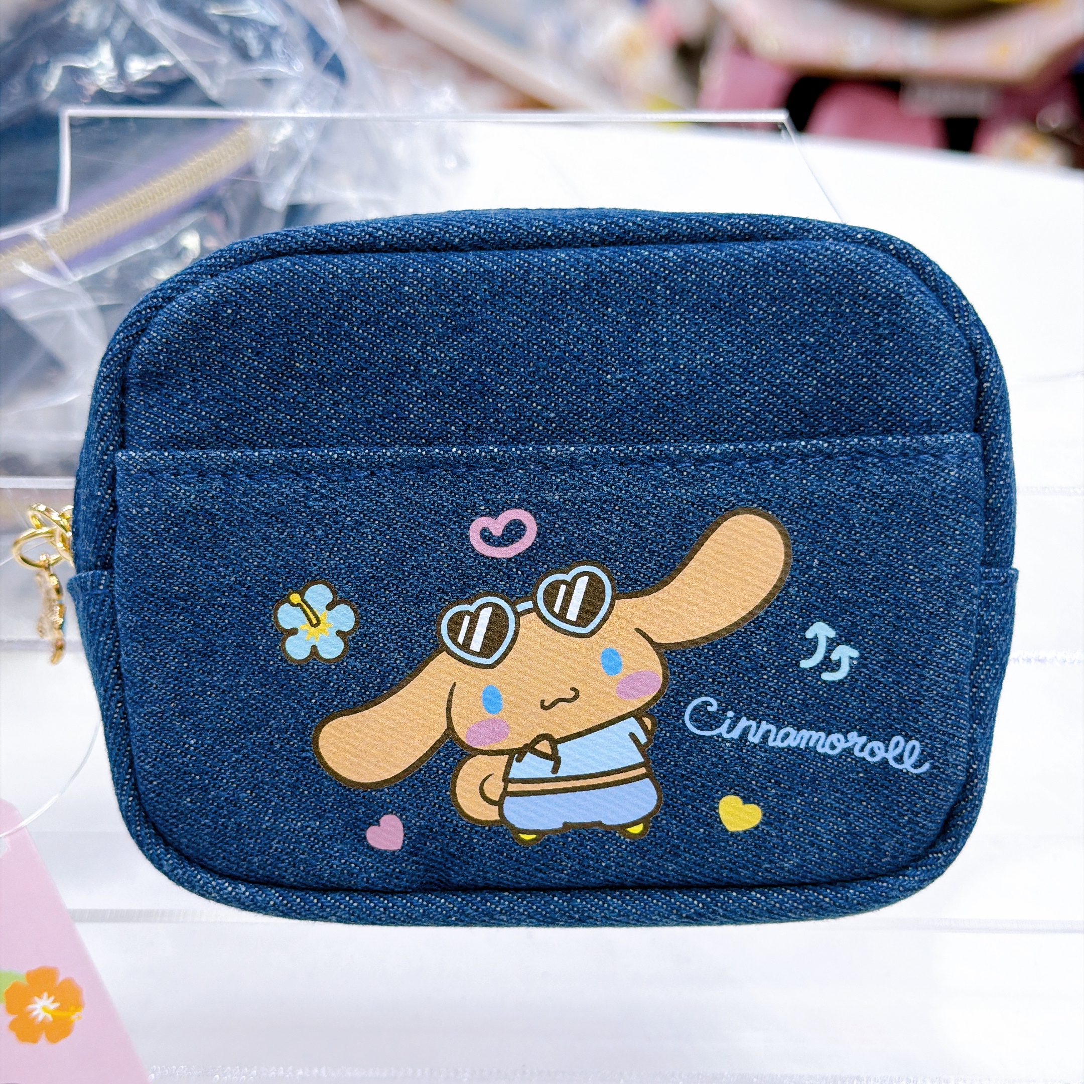 日本直送Sanrio 夏天黑皮泳裝系列 牛仔布迷你化妝袋