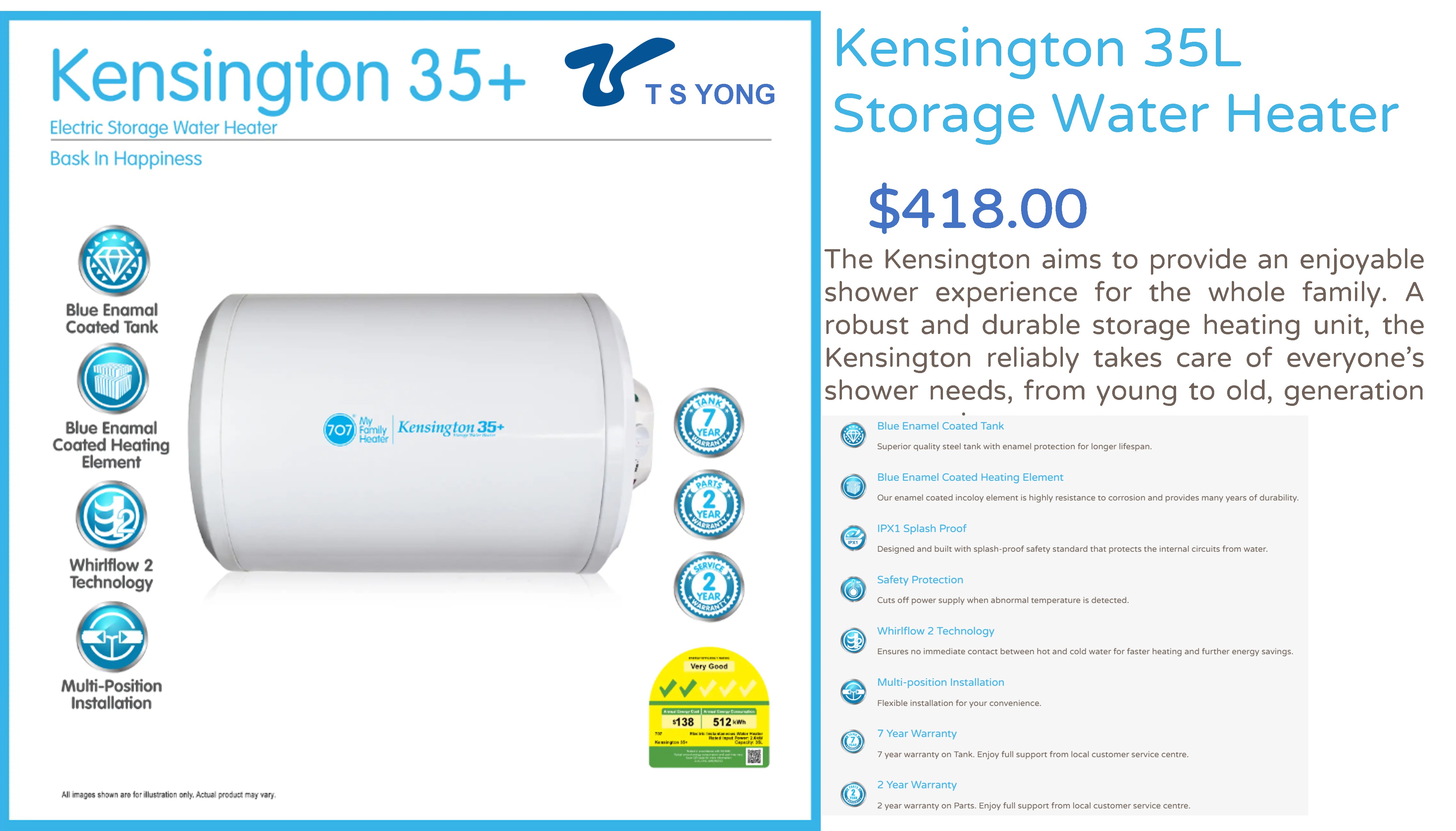 707 Kensington 35+ Storage Water Heater