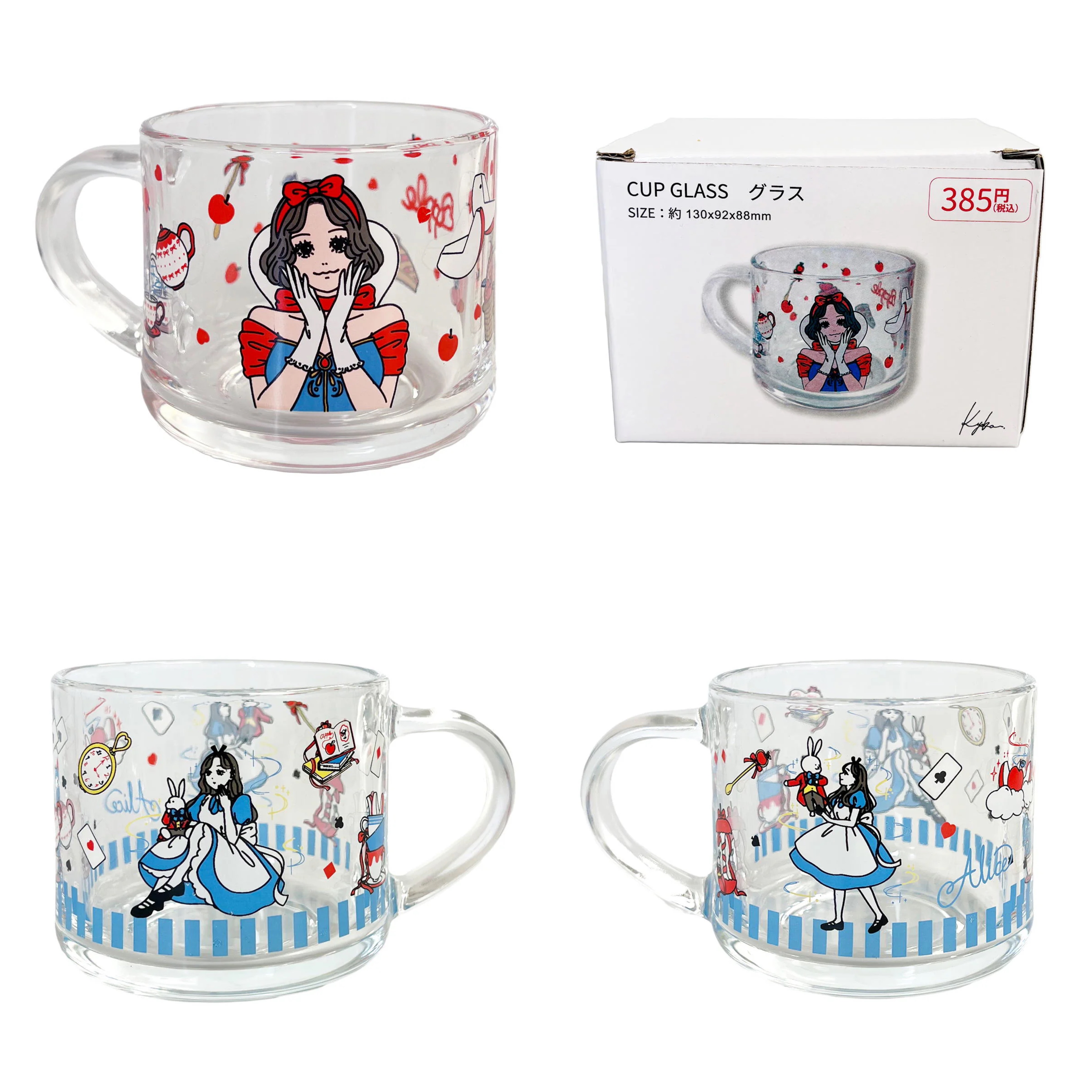 四月連線貨品 - 日本110yen 店新出ALICE/白雪姫系列精品  玻璃杯