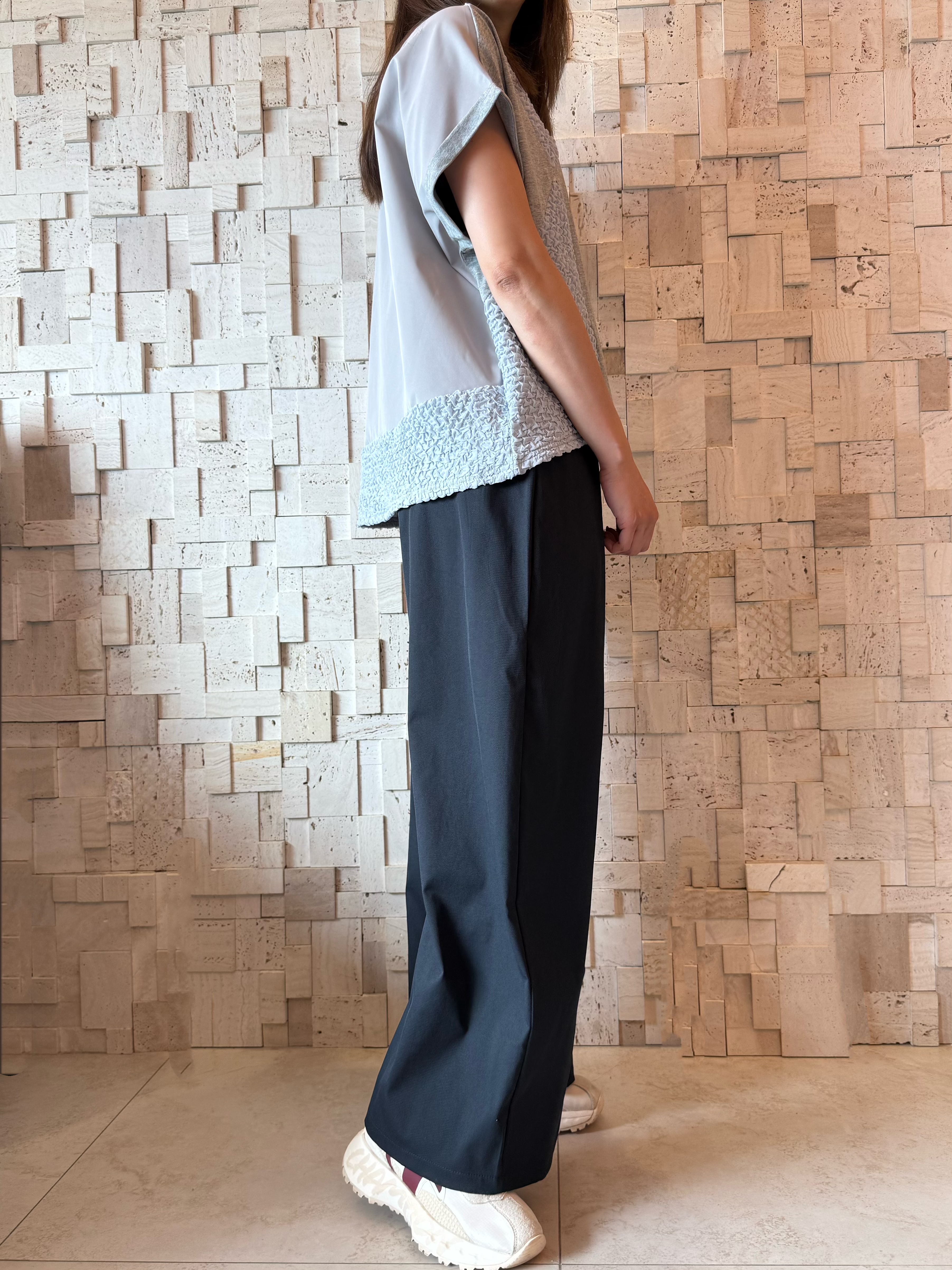 #2092 棉拼皺紋布拼接Top✨