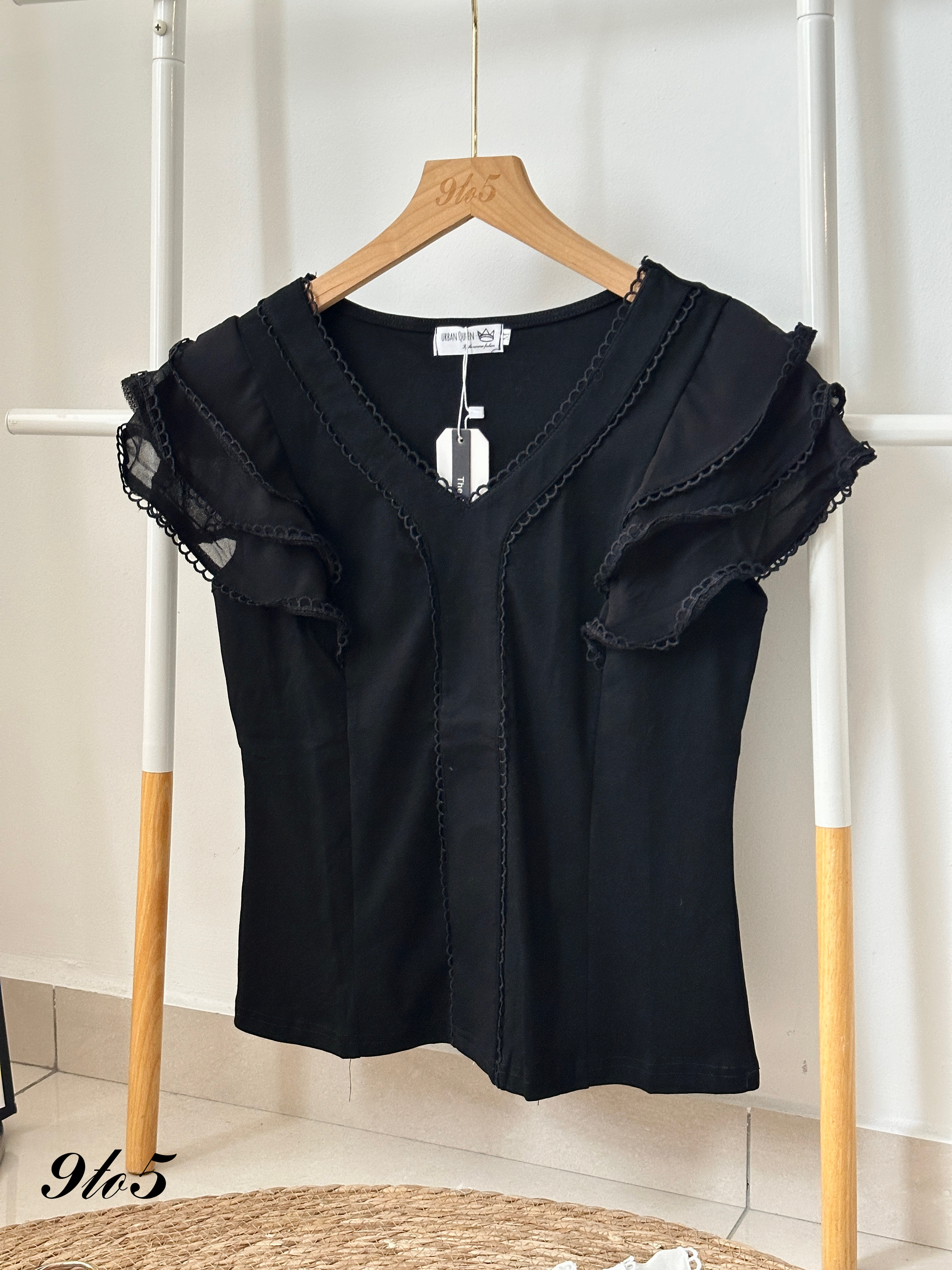 T3915 V Neck Cape Sleeve Top - 3 Colors