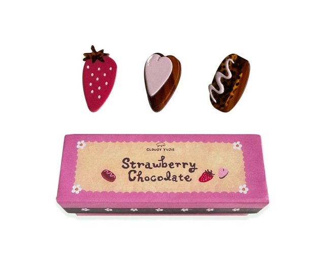 草莓朱古力髮夾 鴨嘴夾禮盒組