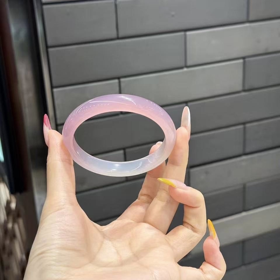 玛瑙玉髓手镯～粉色/半粉