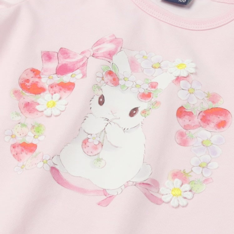 🆕【⭐訂購⭐】🇯🇵日本直送🌀水彩風 兔子花卉圖案 荷葉邊袖 接觸涼感 短袖 tee［2款選］🌀 [ELEA-0011][260601]