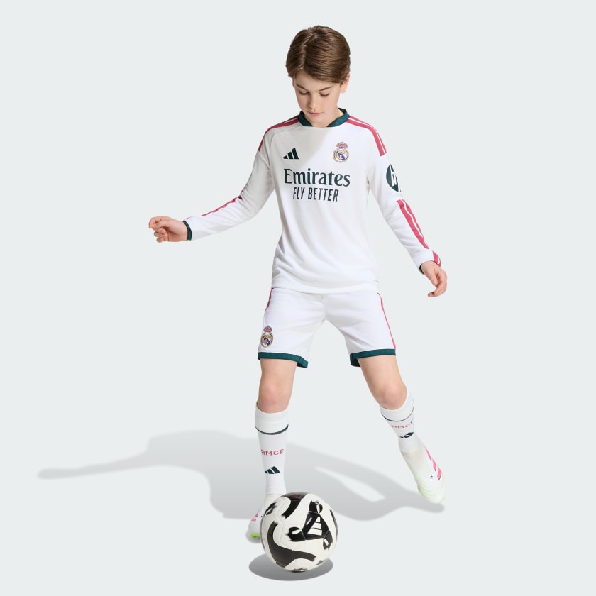 👑💎好比皇冠上鑽石與珍珠 Adidas Real Madrid 皇家馬德里 2026-27 主場童裝長袖球迷版球衣 (可加印字章) KC3947