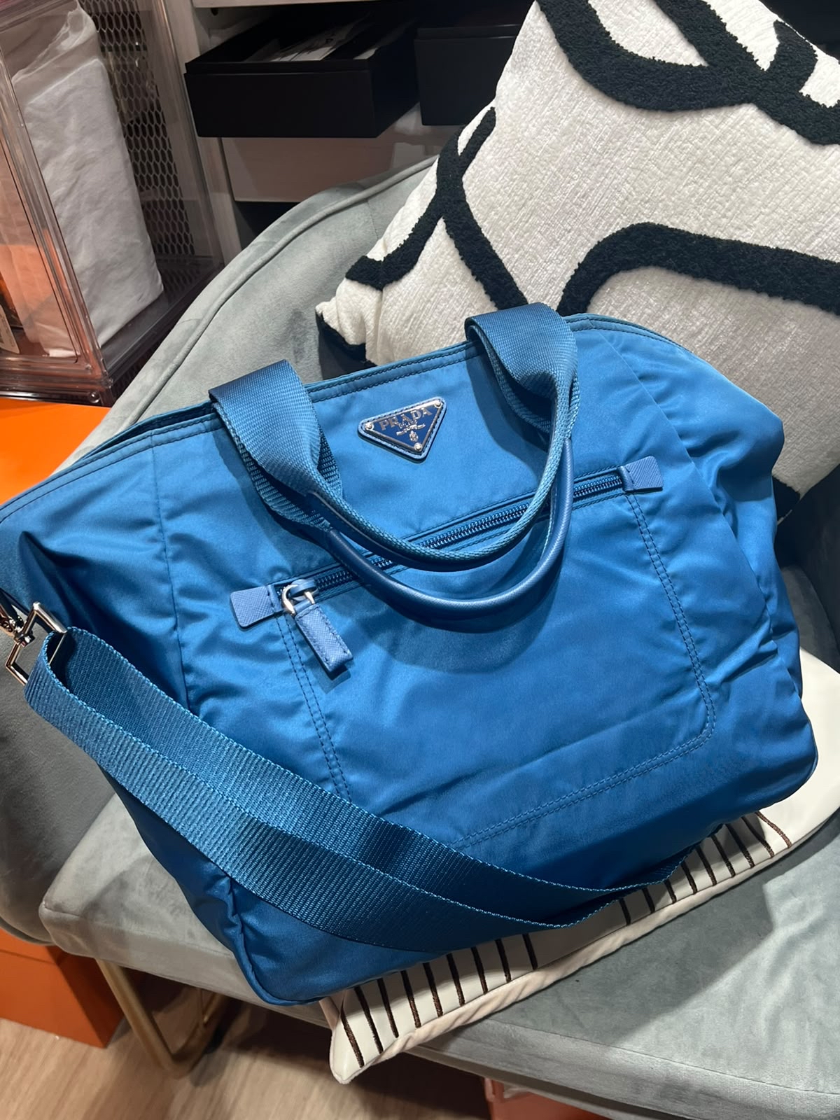 Prada Nylon 2Way Bag Blue 100%Authentic, 98%New 