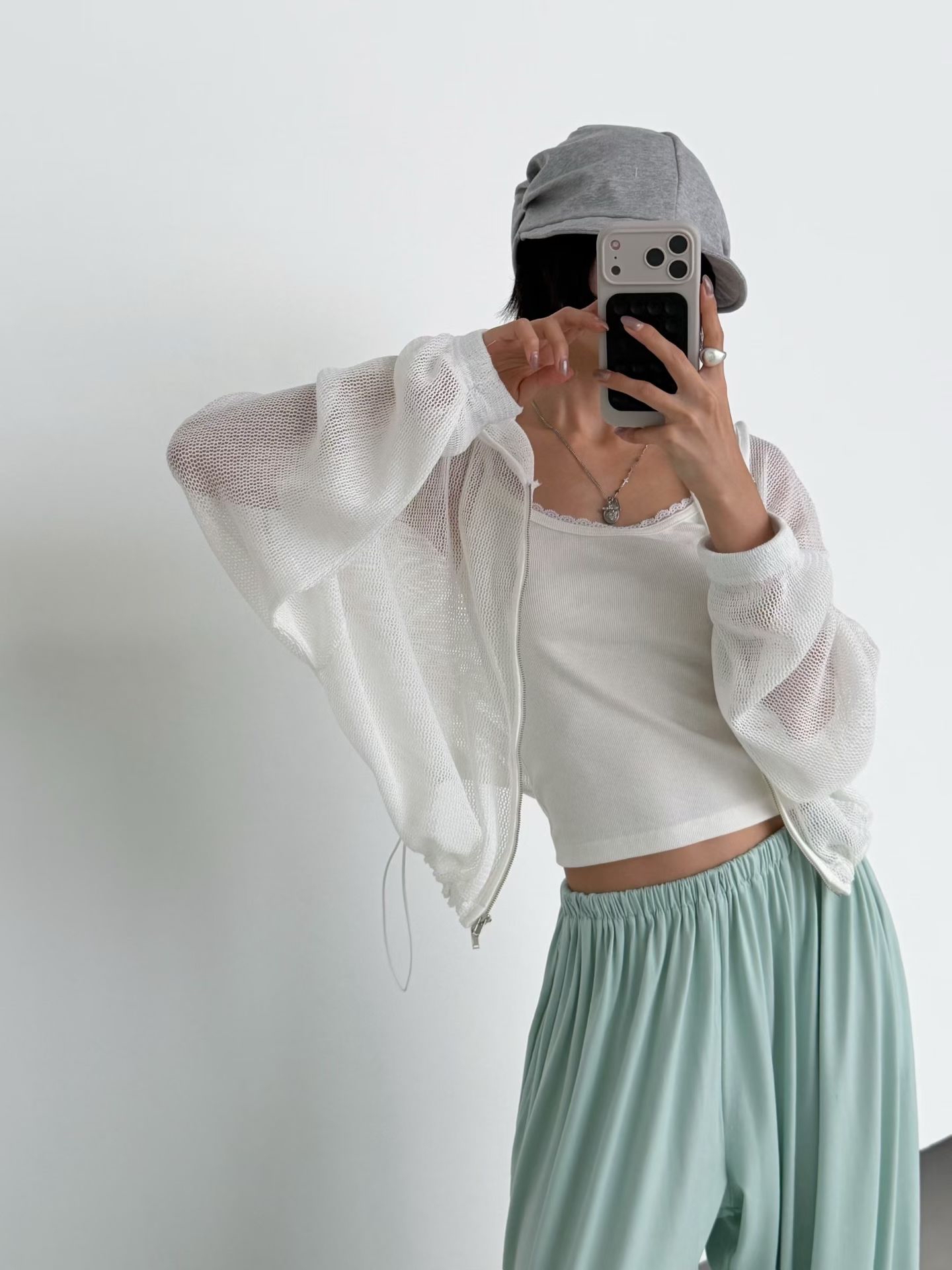 🇰🇷韓國女裝 | Mesh Hoodie zip up outer
