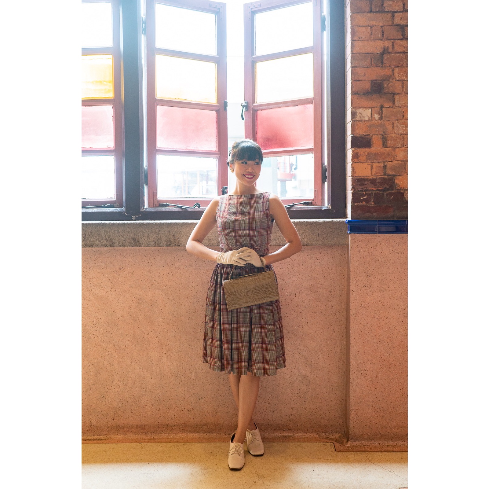(Ready-Made) Summer in Woodland - 1950s Inspired Checkered Summer Dress - Vest (FM176)