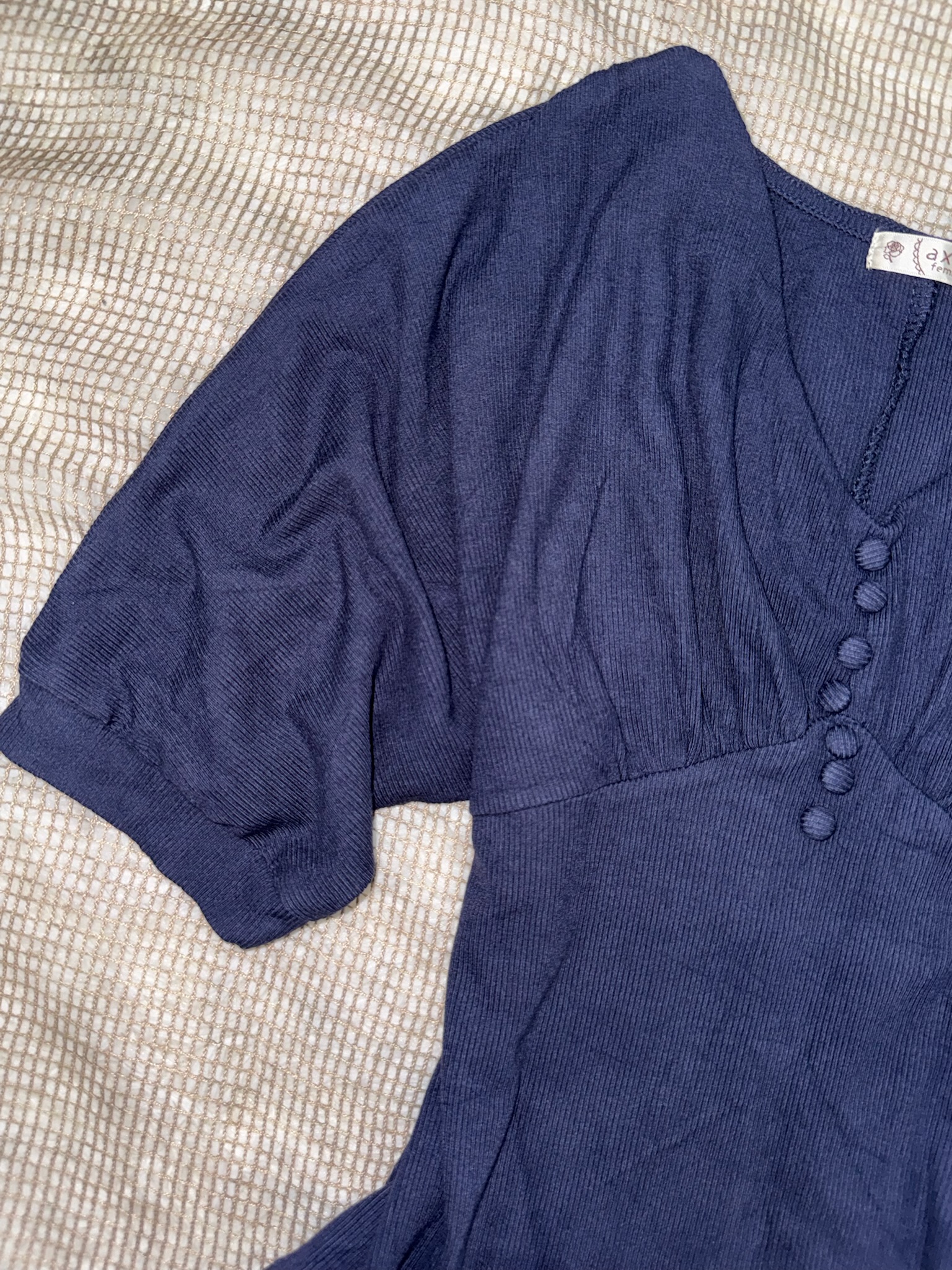 Axes Femme Ribbed Knit Top with Flared Dolman Sleeves