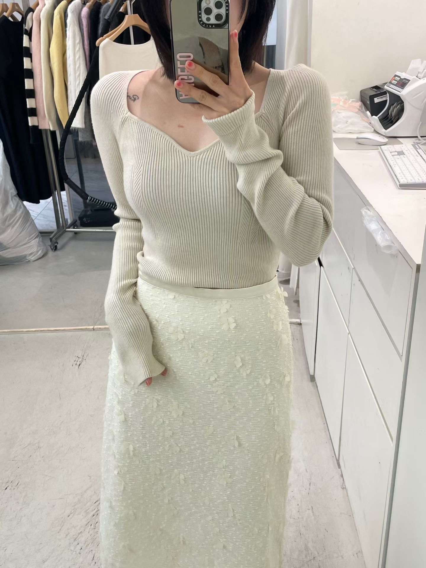 Heartneck knit top