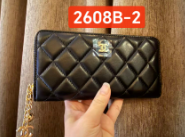 2608B-2 BLACK WALLET CN 钱包 黑色羊皮金扣【有盒子】 (250)