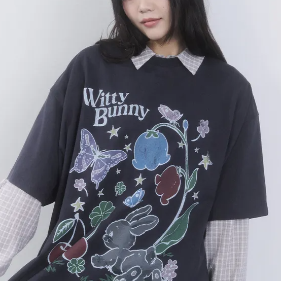 [KIRSH] Witty Bunny Over-fit T-shirt (2種)