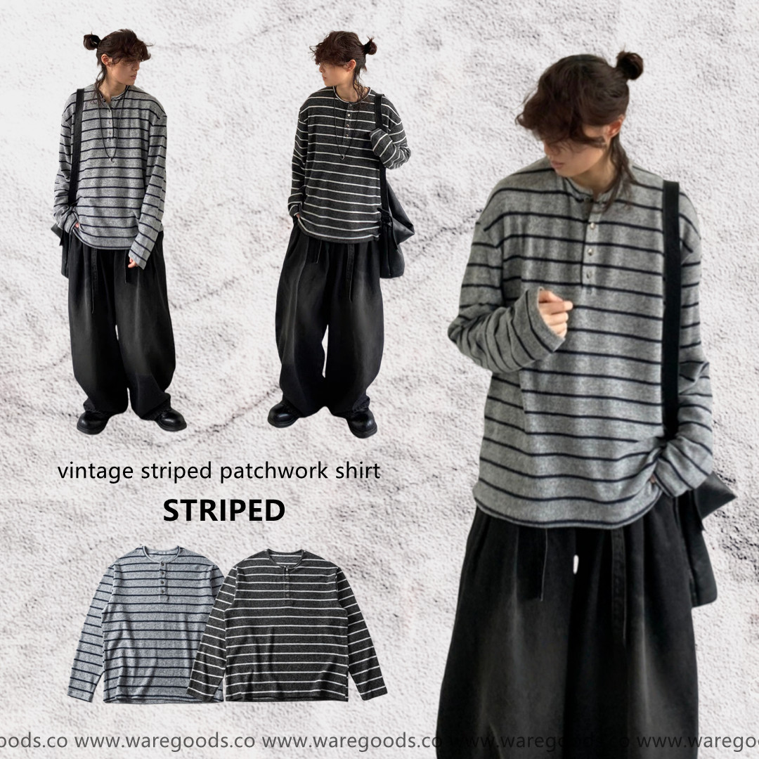 W1260開胸條紋長袖T恤