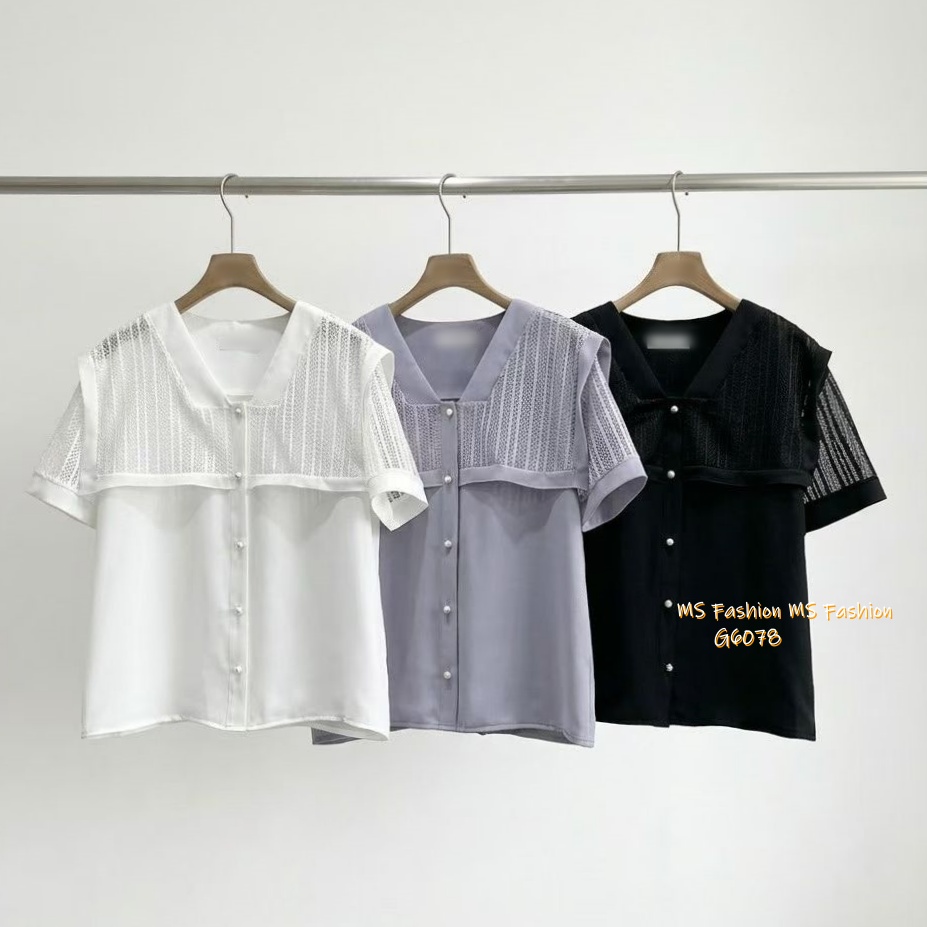 G6078 韓國🇰🇷靚料通花V領top