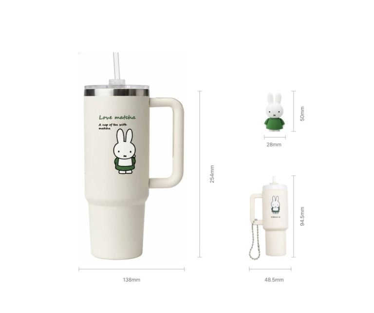 新登場 round 3 [韓國直送] BOC Miffy Matcha Series 887ml 不鏽鋼大杯 (附送飲管公仔及迷你Keyring)