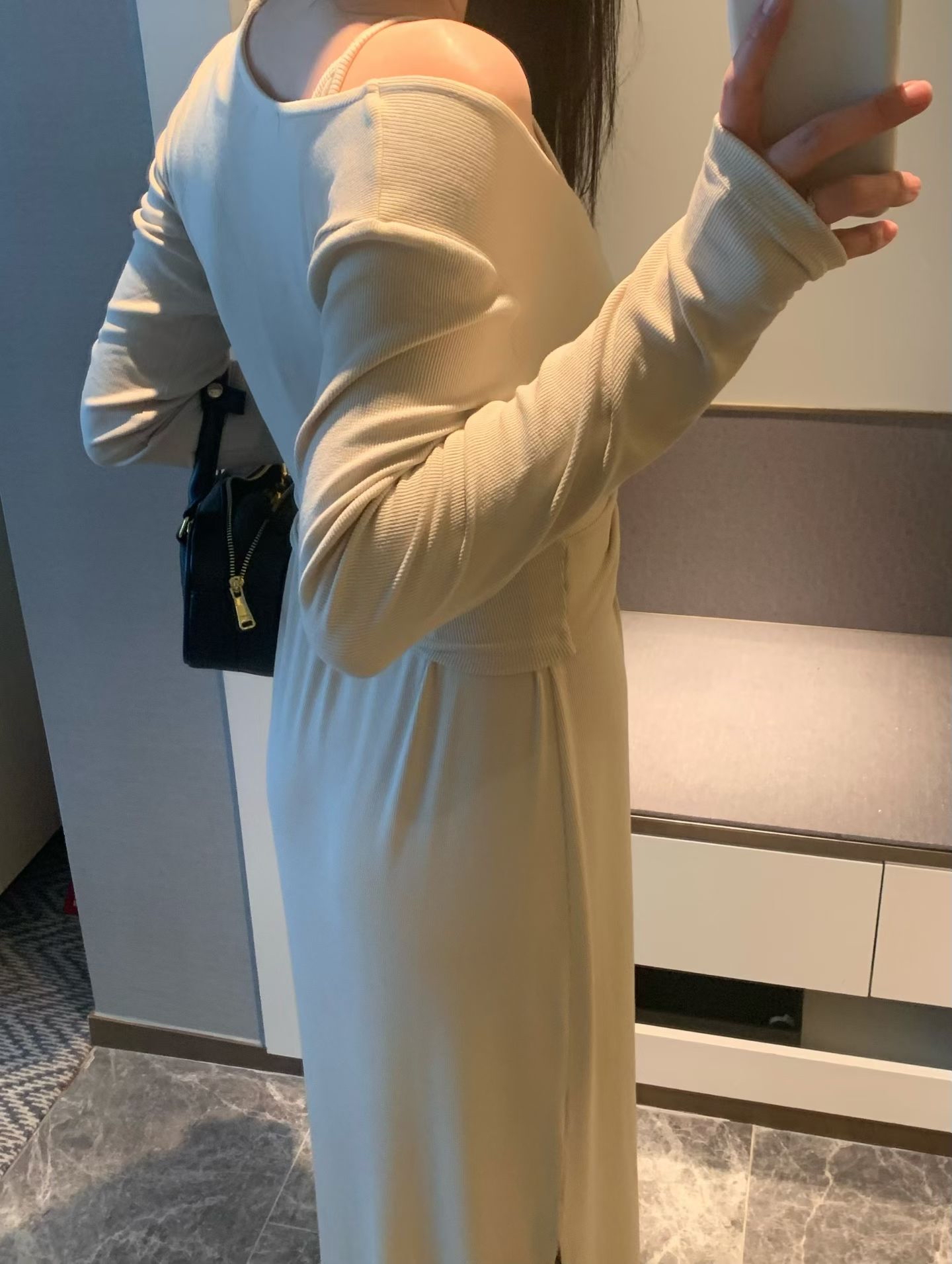 Feminine stretchy long dress SET