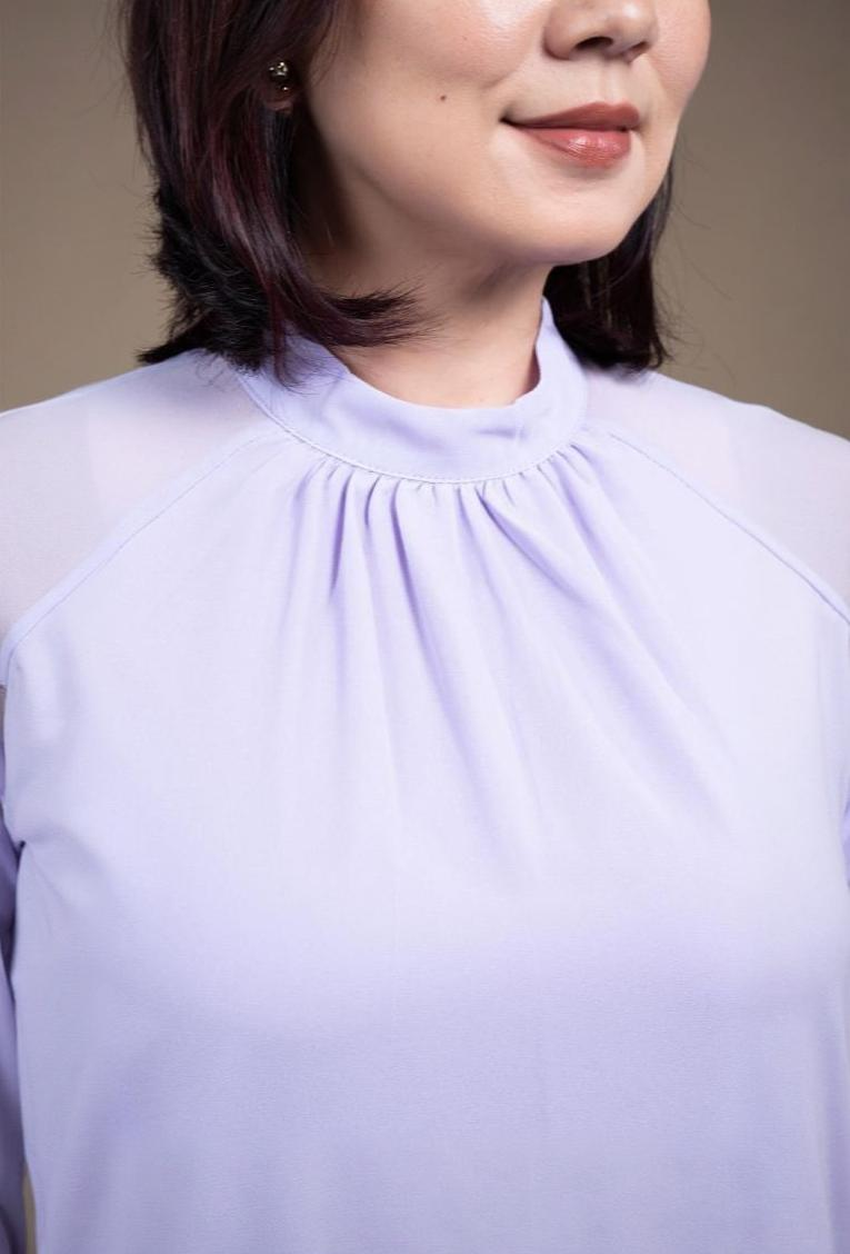 Chiffon Mock Neck Blouse 