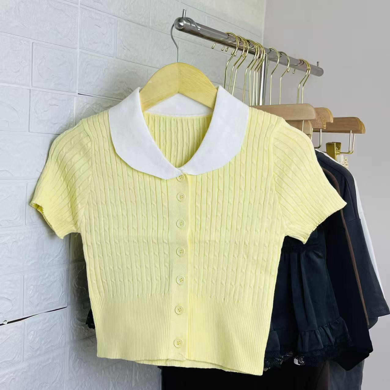 T20016#87057 [Knit Short Sleeve Top] Sweet Daily Style