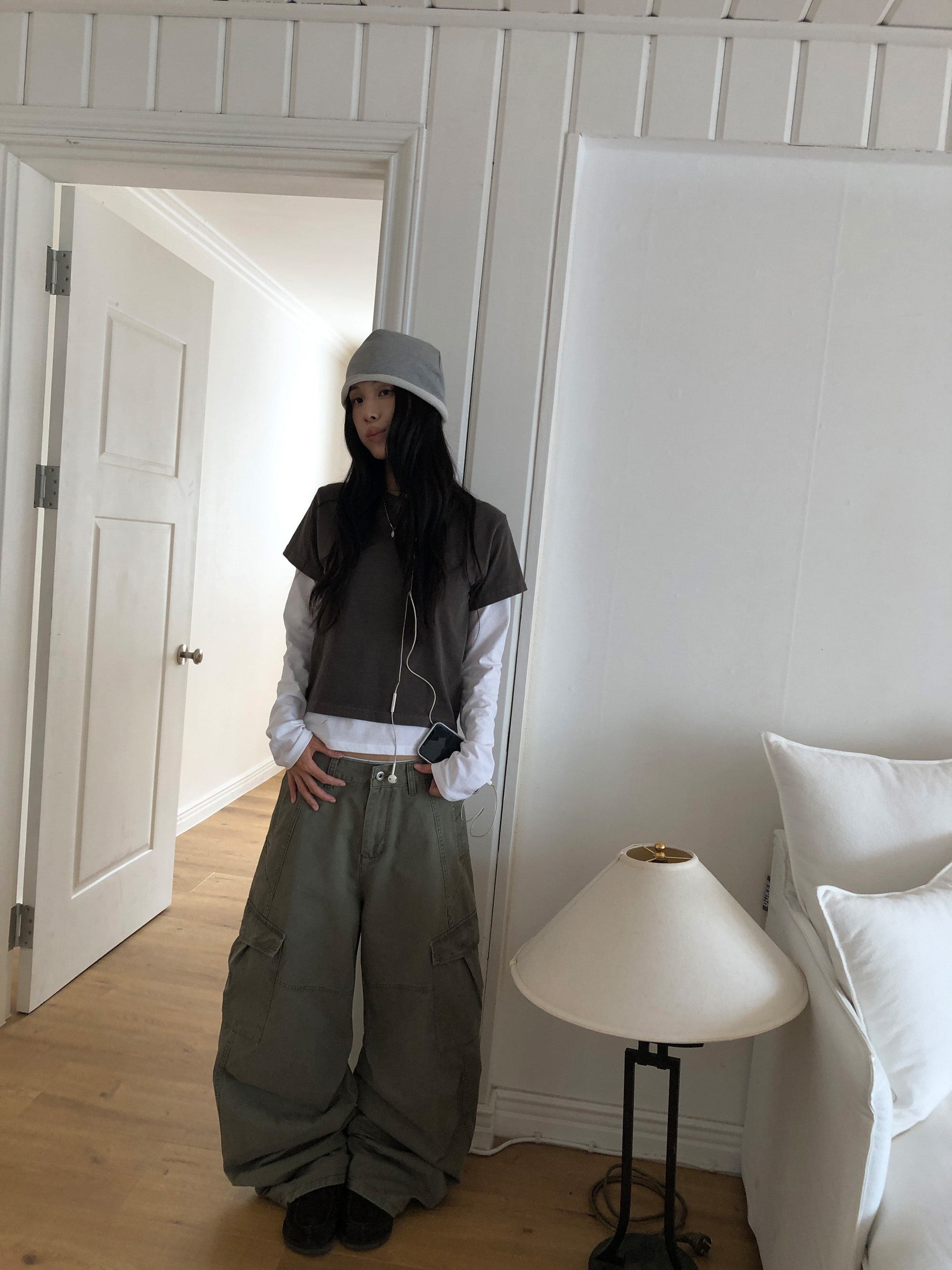 Cotton Wide-Leg Cargo Pants
