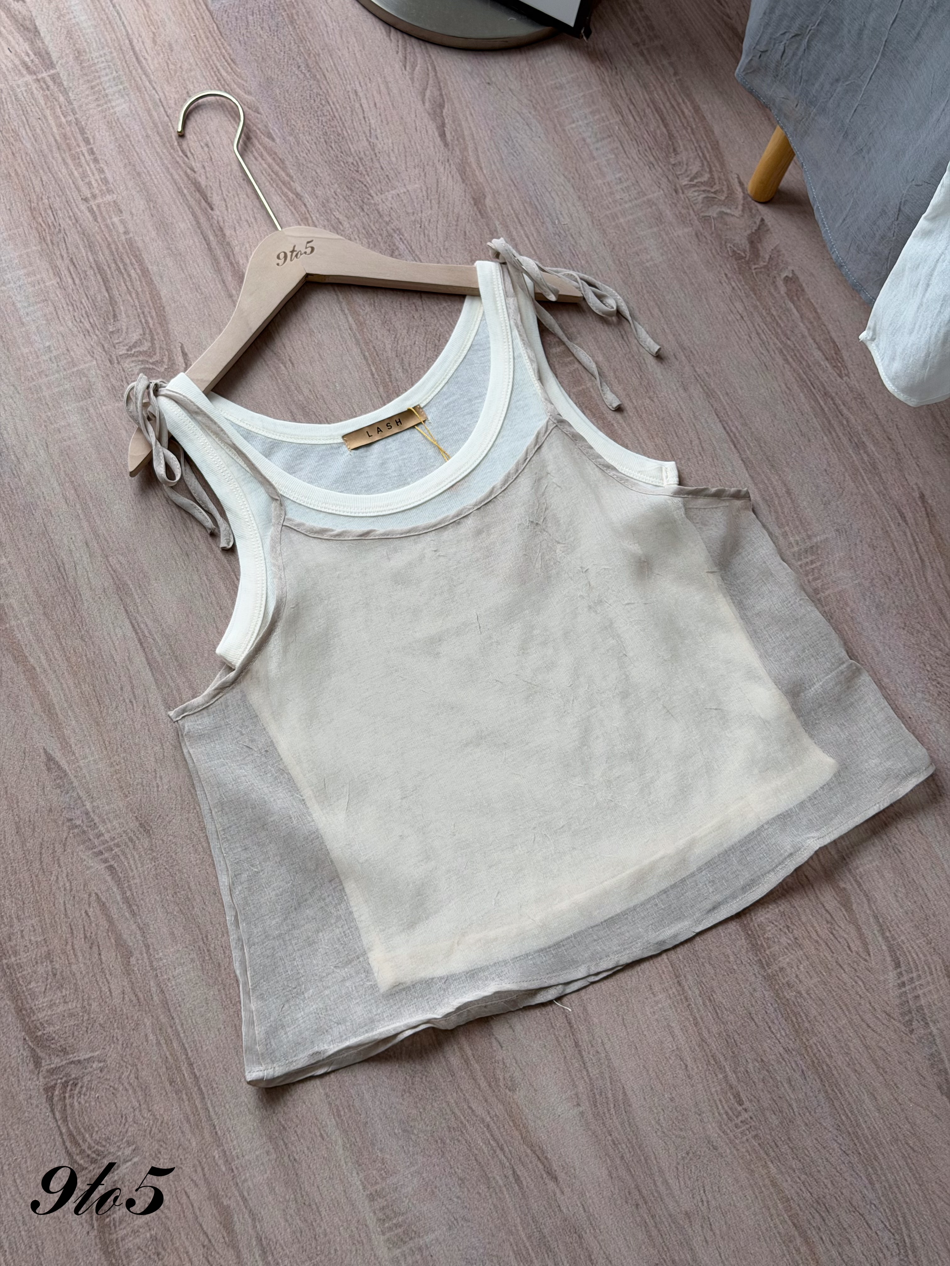 T4544 Two-Pieces Layered Tie-Strap Top - 3 Colors 