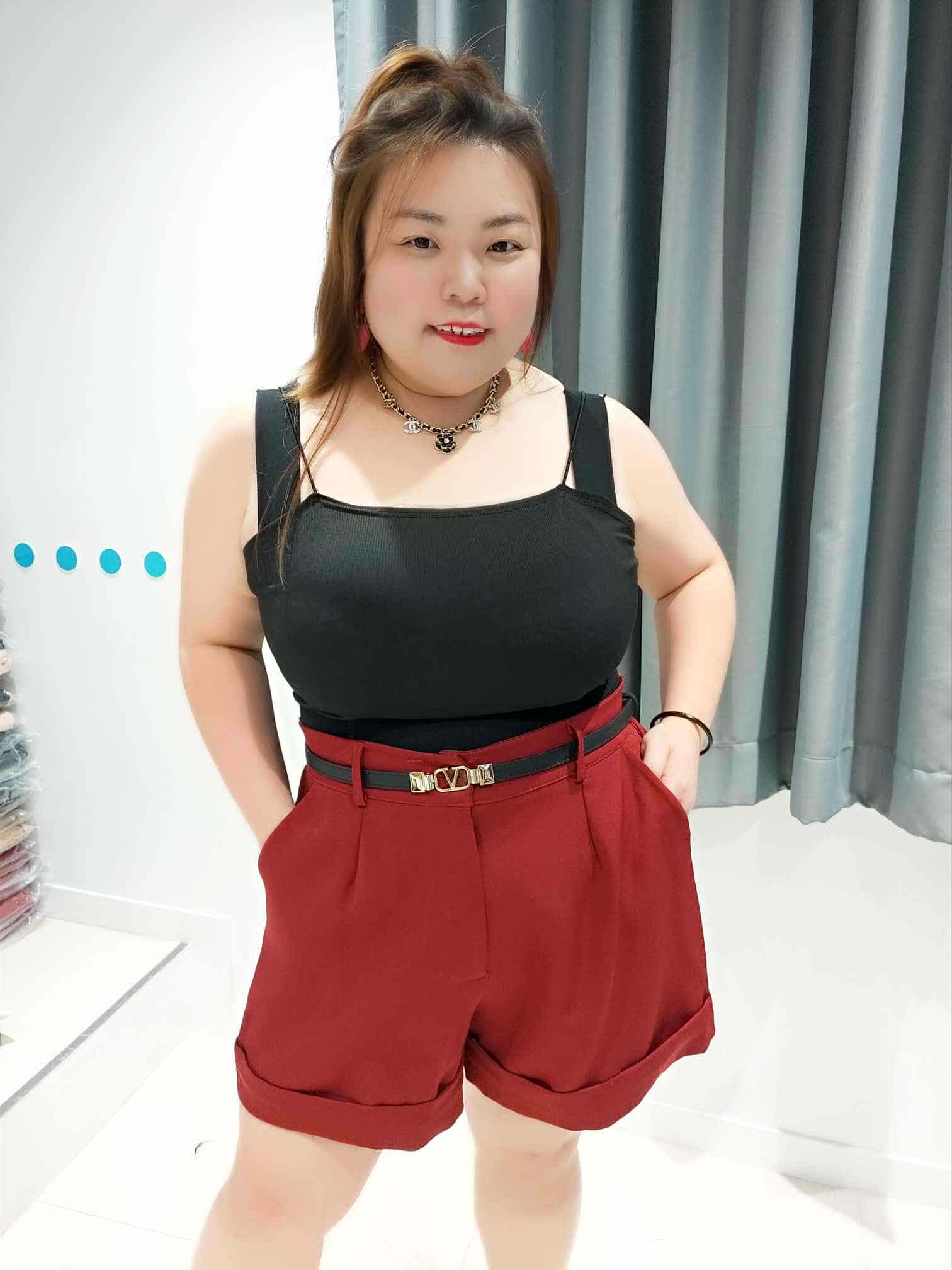 DOC05 褶裤脚简约设计款短裤（不包括腰带）