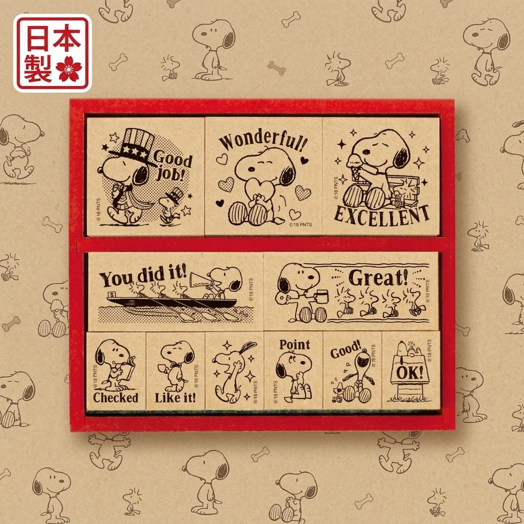 🔥🔥【日本製《SNOOPY》英文木製獎勵印章套裝】
