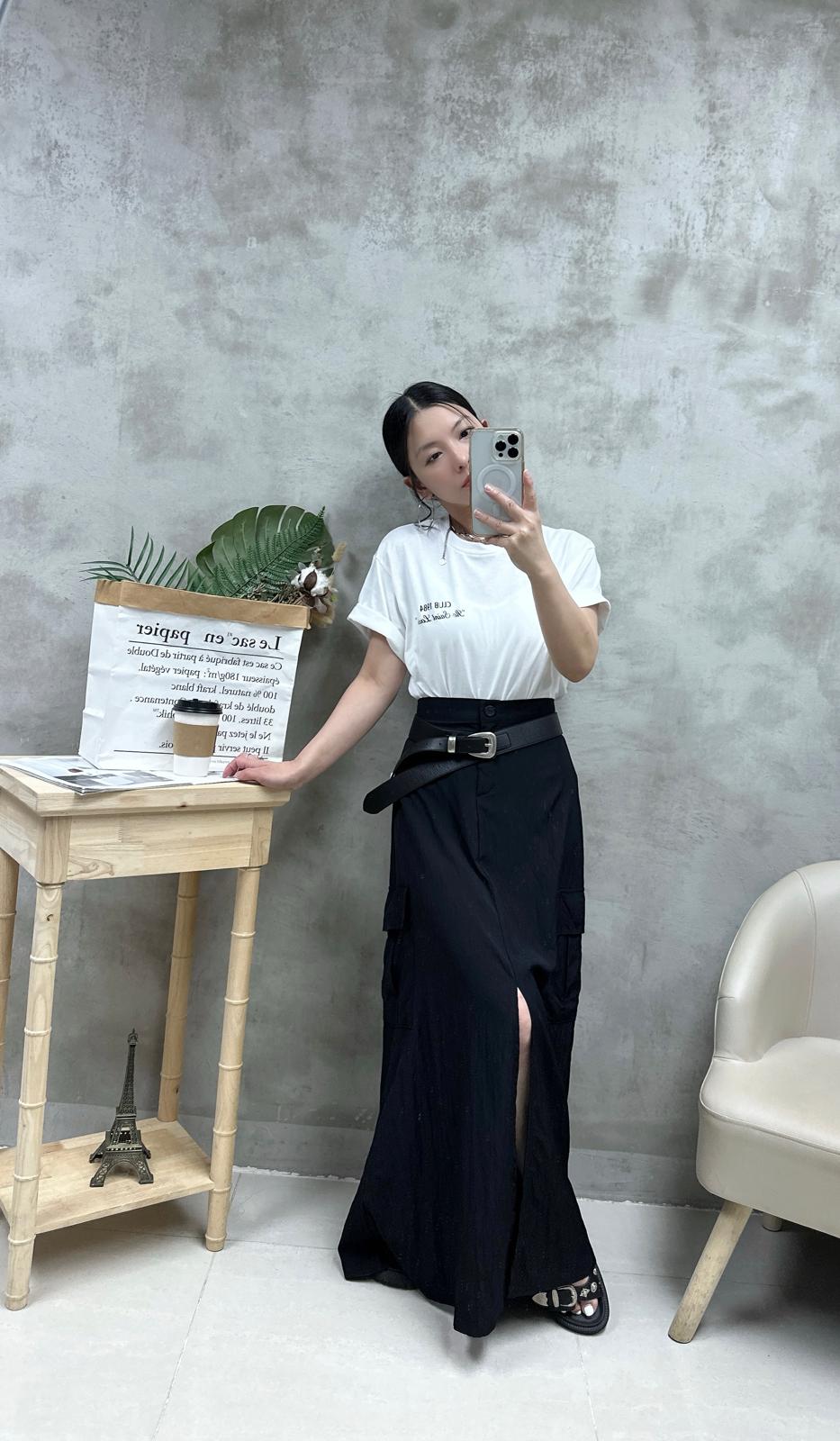 Q12 風褸料雙袋半裙