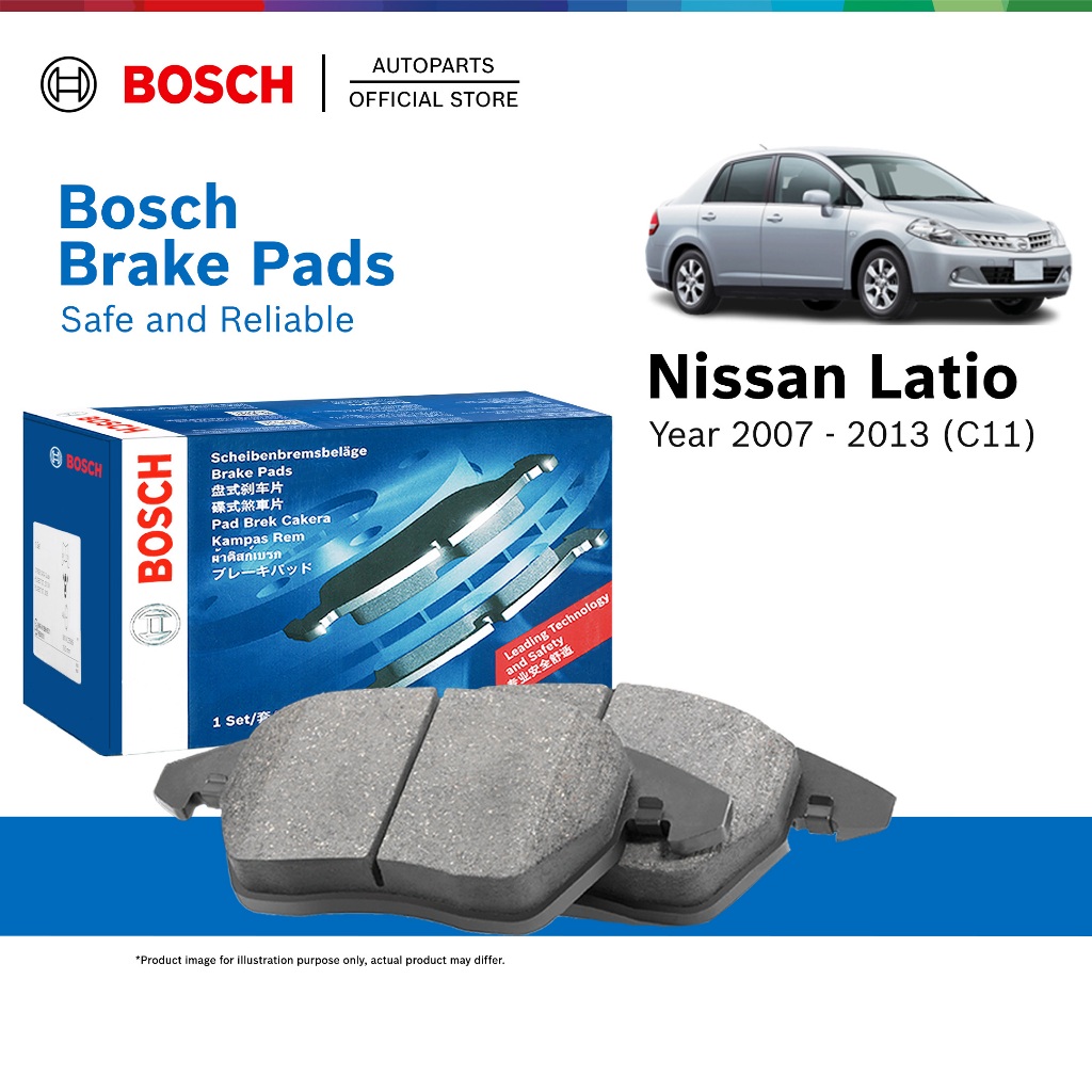 Bosch Front Brake Pads for Nissan Latio C11 (2007 - 2013) 0986AB1049 GDB7742
