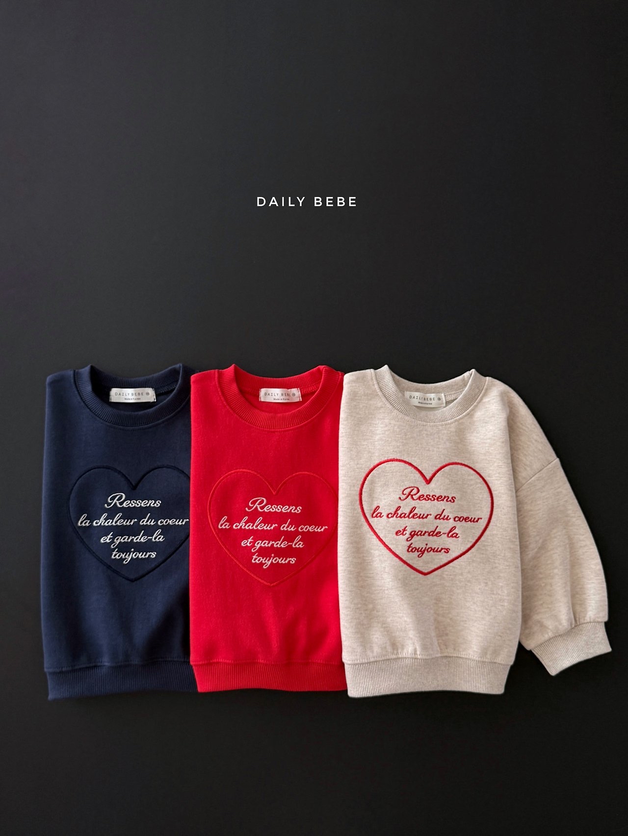 Dailybebe | Heart-Embroidered Sweatshirt
