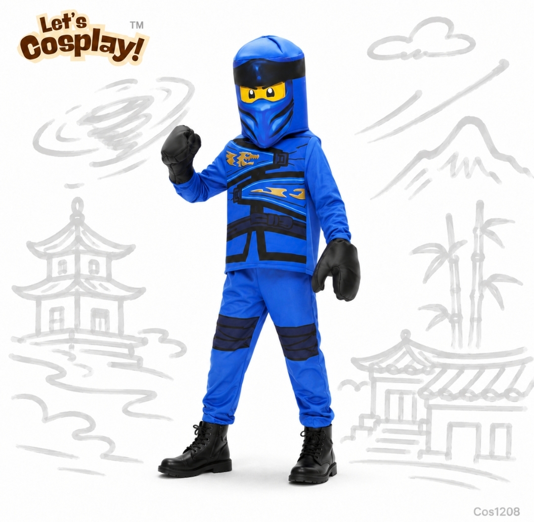 兒童積木公仔服裝扮演 Ninjago 藍色忍者服裝｜故事角色扮演・World Book Day Costume｜Lets Cosplay 香港現貨